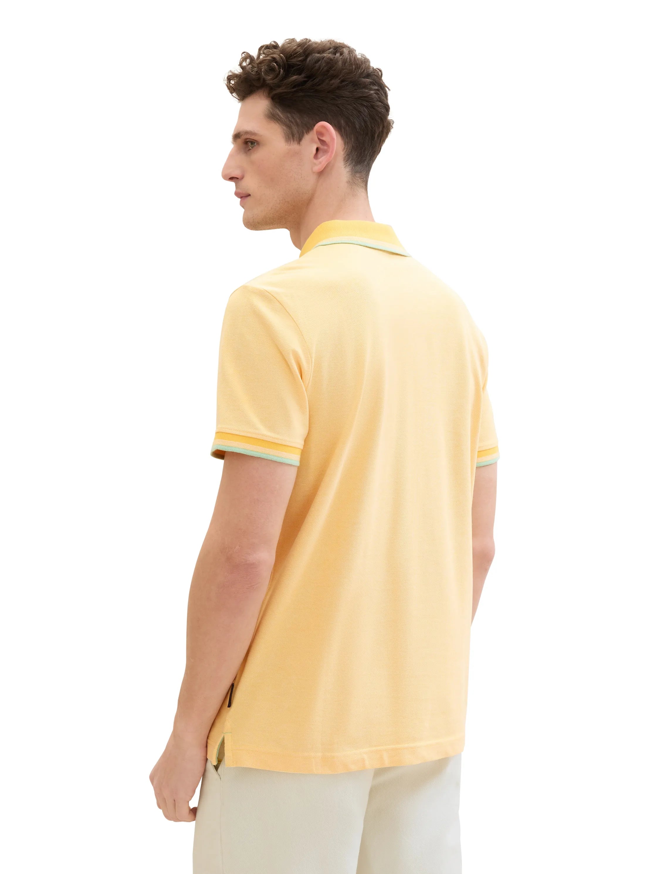 Tom Tailor White Sunny Yellow Twotone Men Basic Polo Shirt SKU: 1040822_35204 Image 03