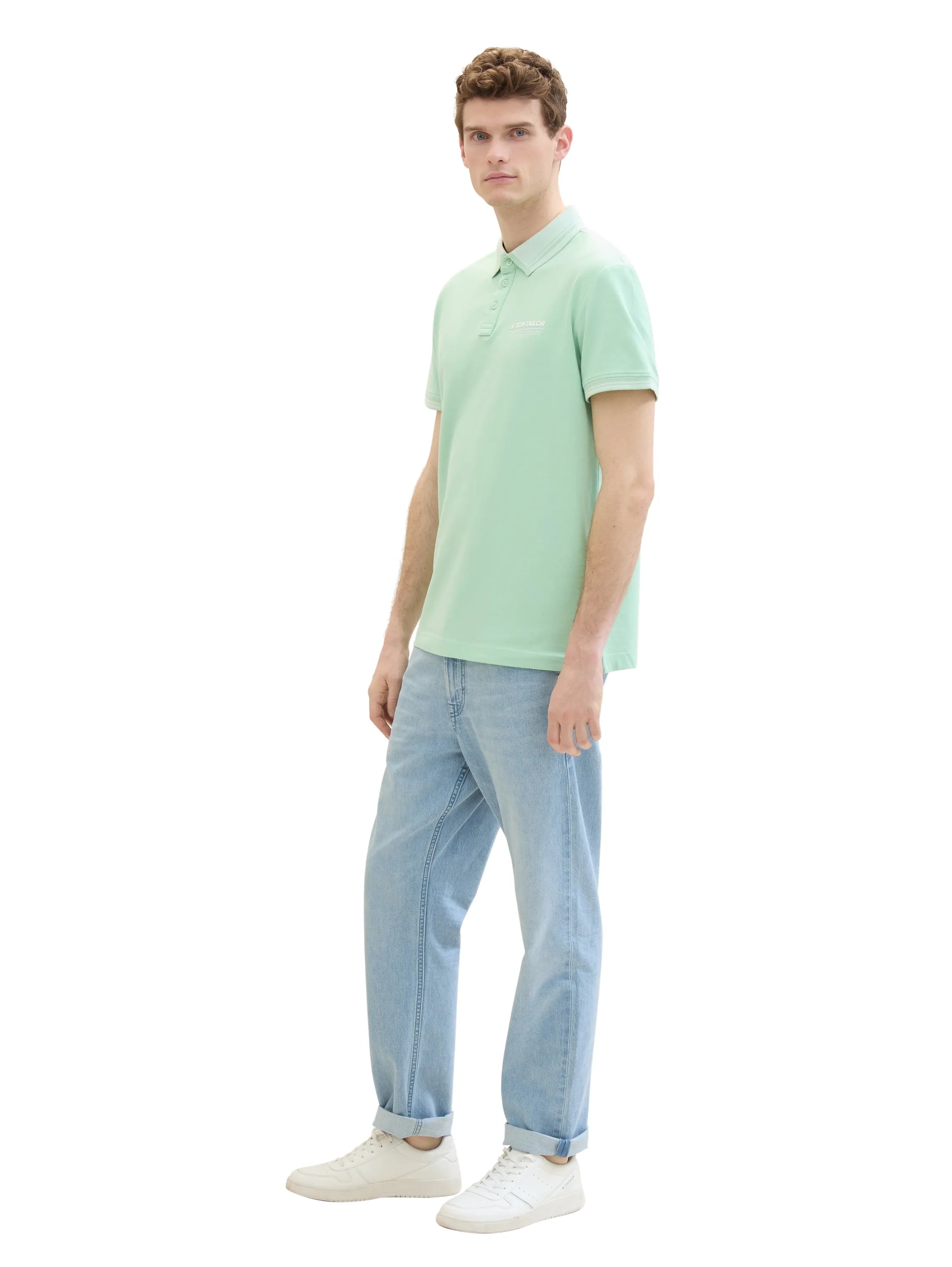 Tom Tailor Paradise Mint Men Polo Shirt with a Logo Print SKU: 1040823_23383 Image 02