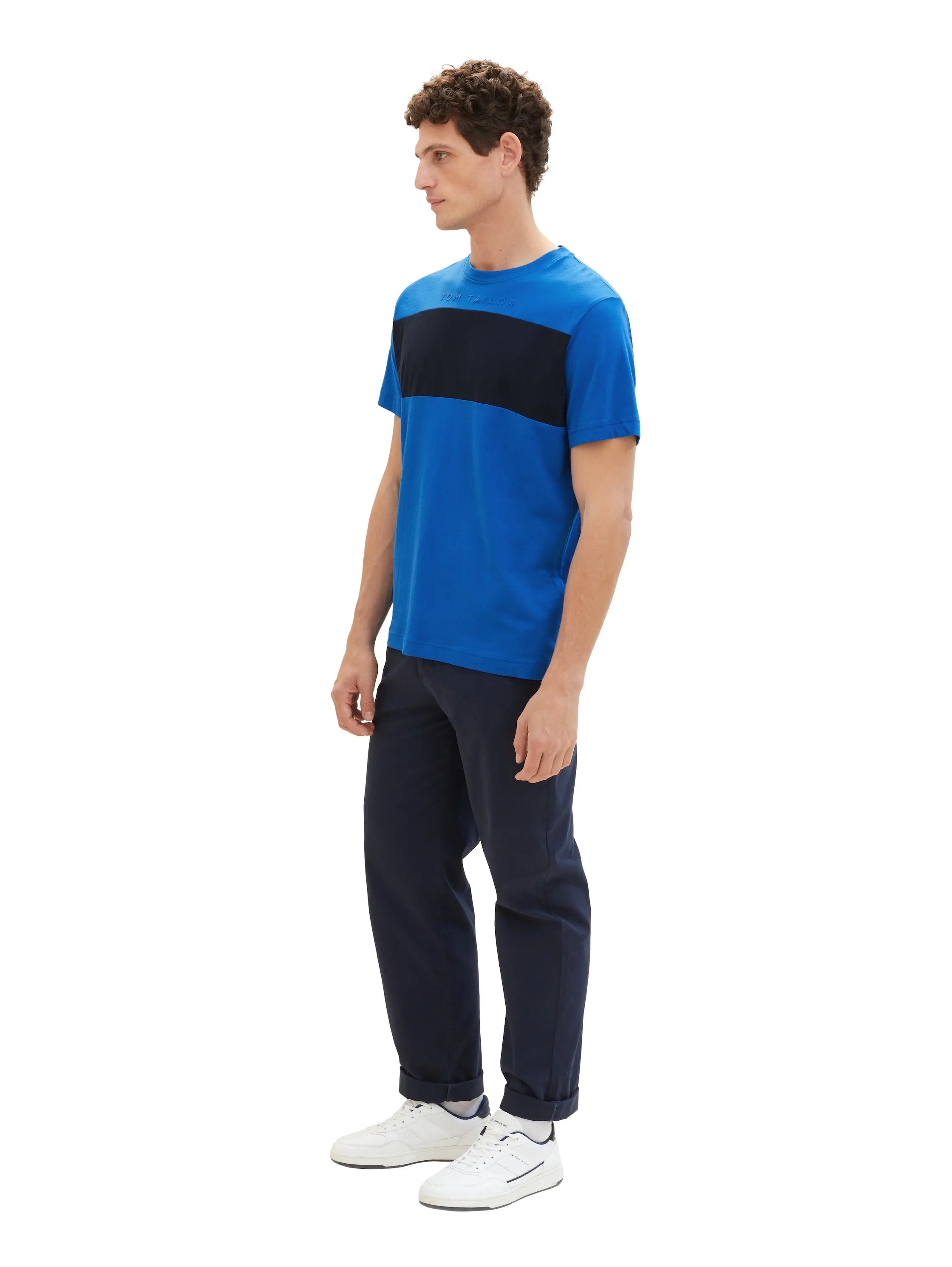 Tom Tailor Sure Blue Men T-Shirt with Colour Blocking SKU: 1040835_12393 Image 02
