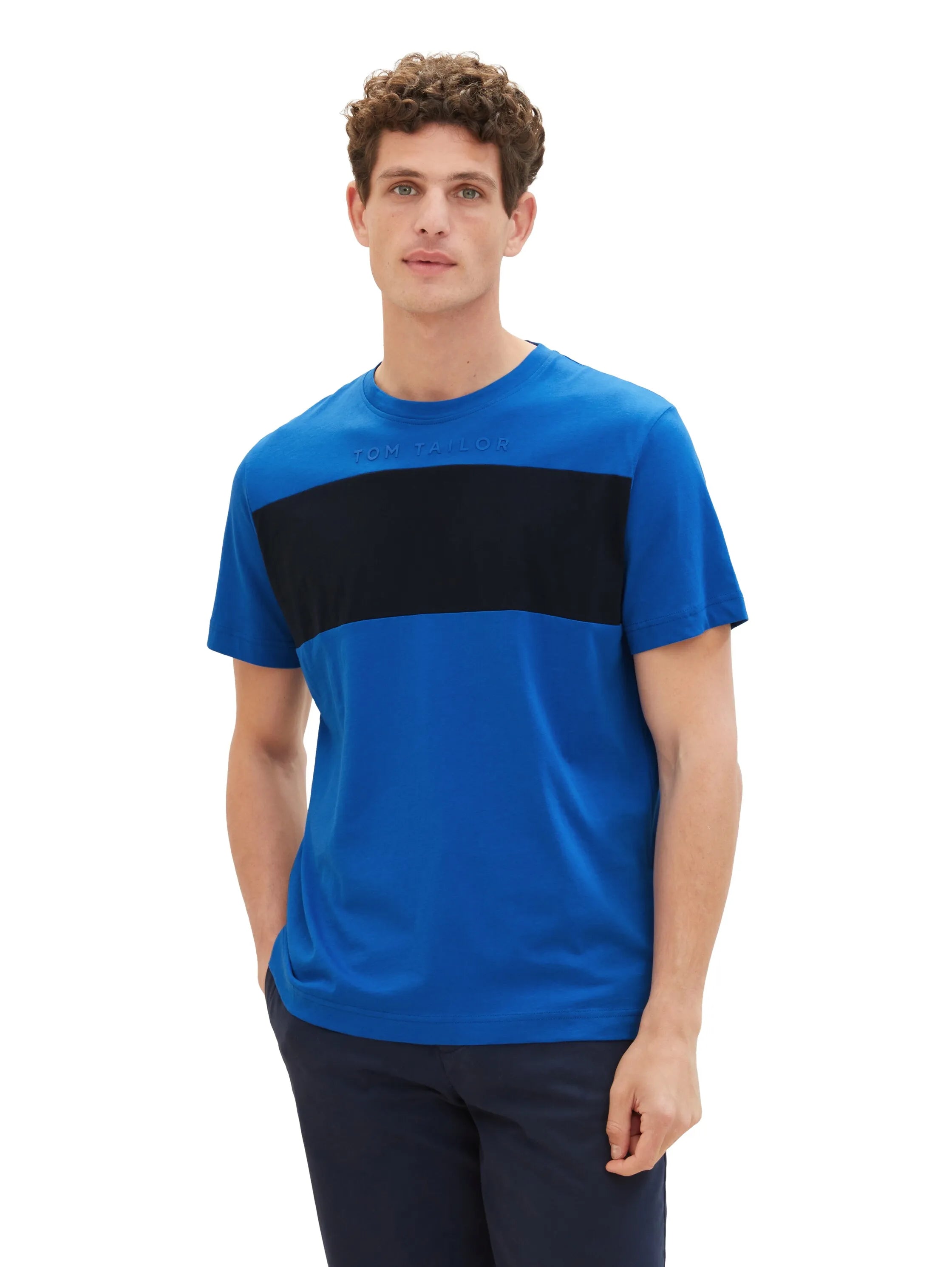 Tom Tailor Sure Blue Men T-Shirt with Colour Blocking SKU: 1040835_12393 Image 06