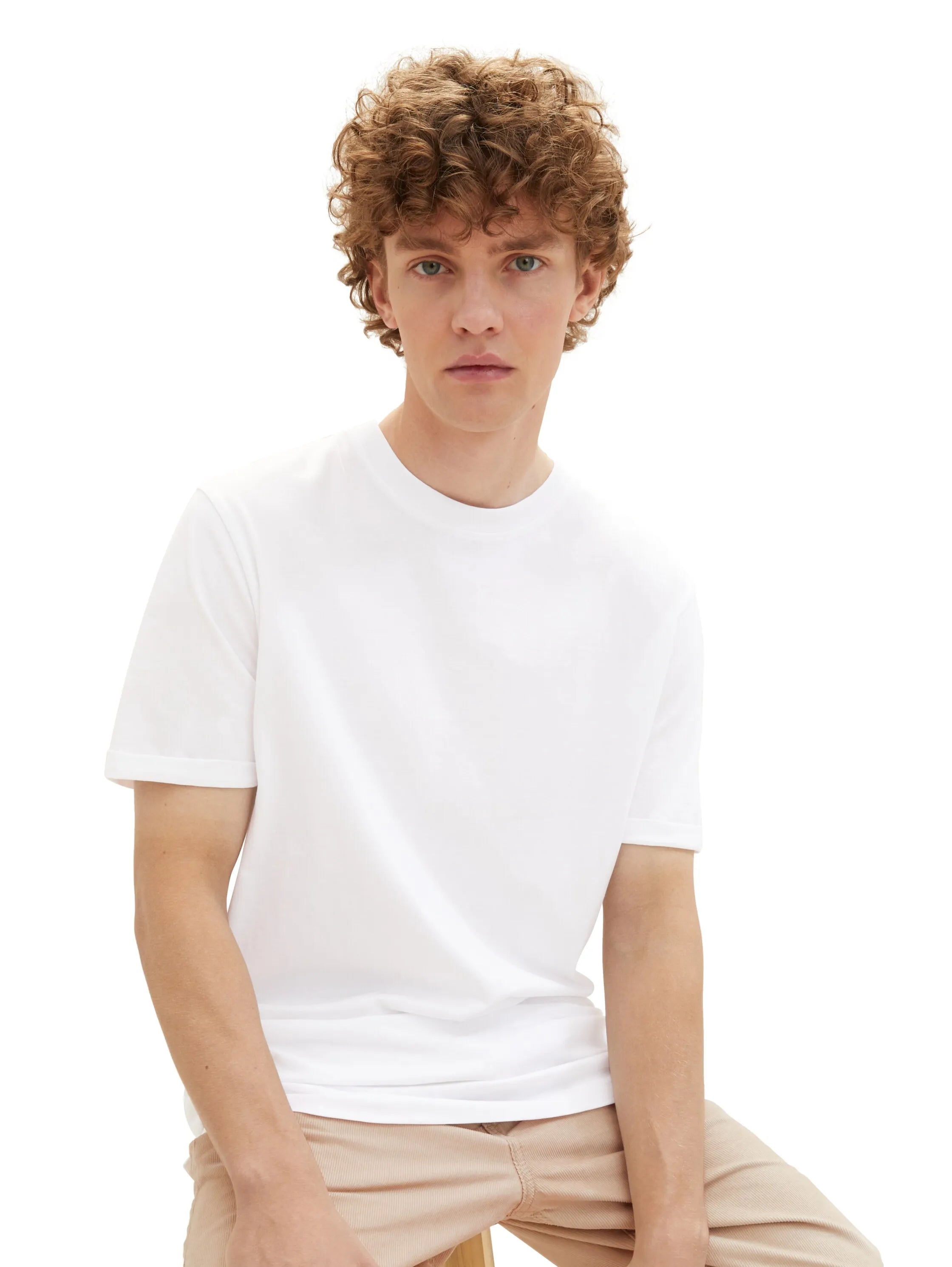 Denim Tom Tailor White Men Basic T-Shirt SKU: 1040877_20000 Image 01