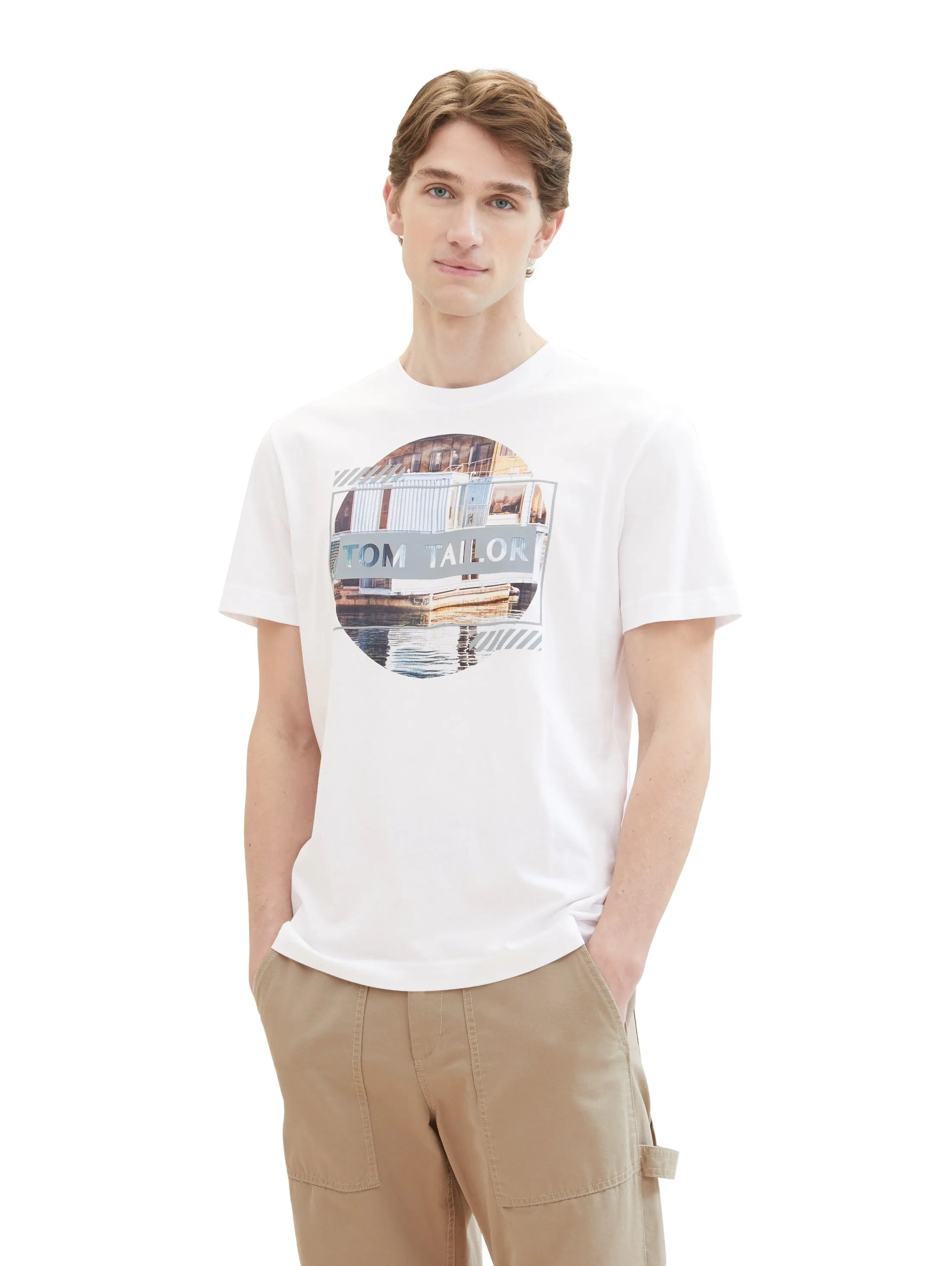 Tom Tailor White Men Regular Fit Short-Sleeved T-Shirt SKU: 1040896_20000 Image 01