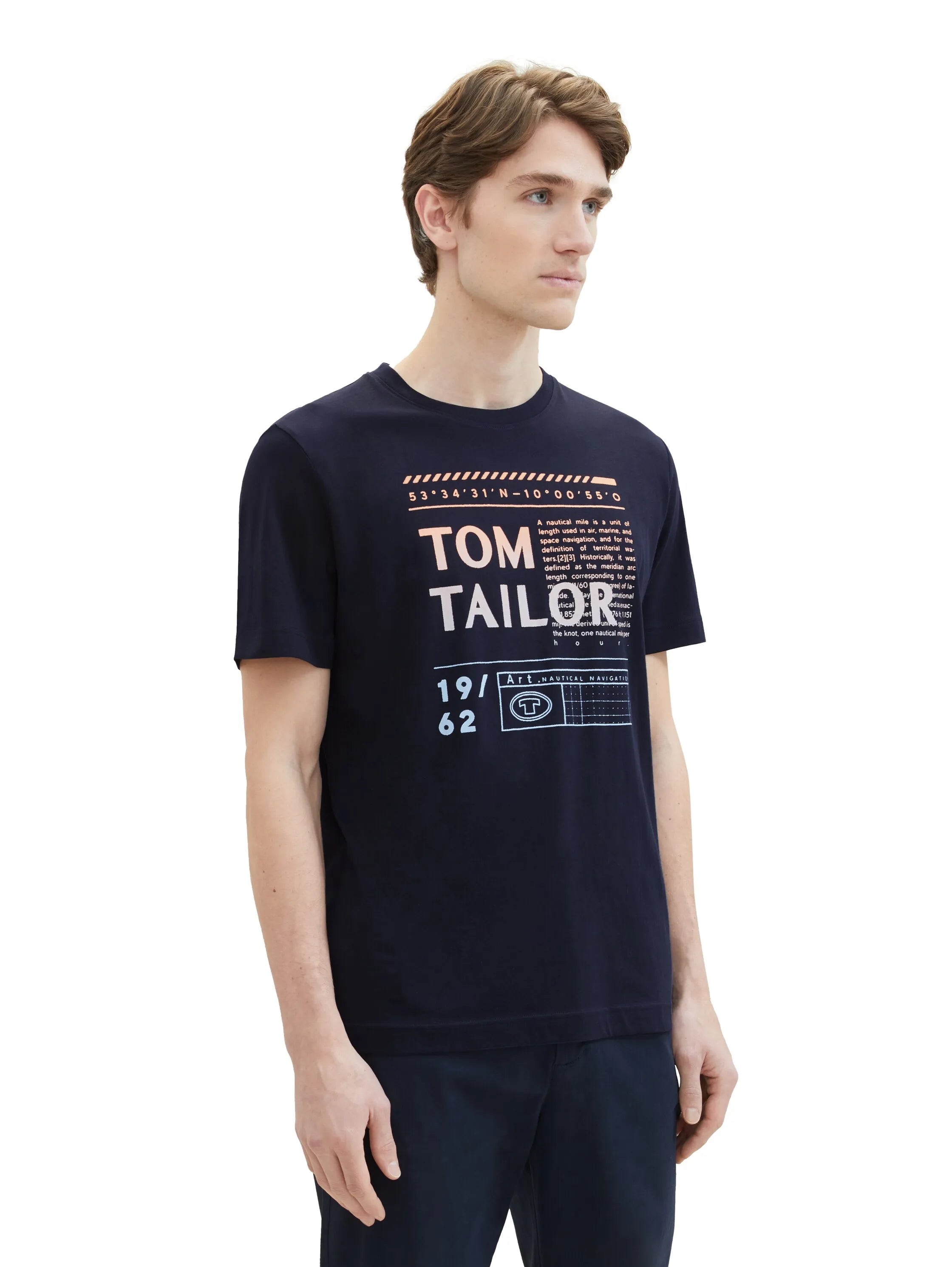 Tom Tailor Sky Captain Blue Men T-Shirt with a Logo Print SKU: 1040897_10668 Image 01