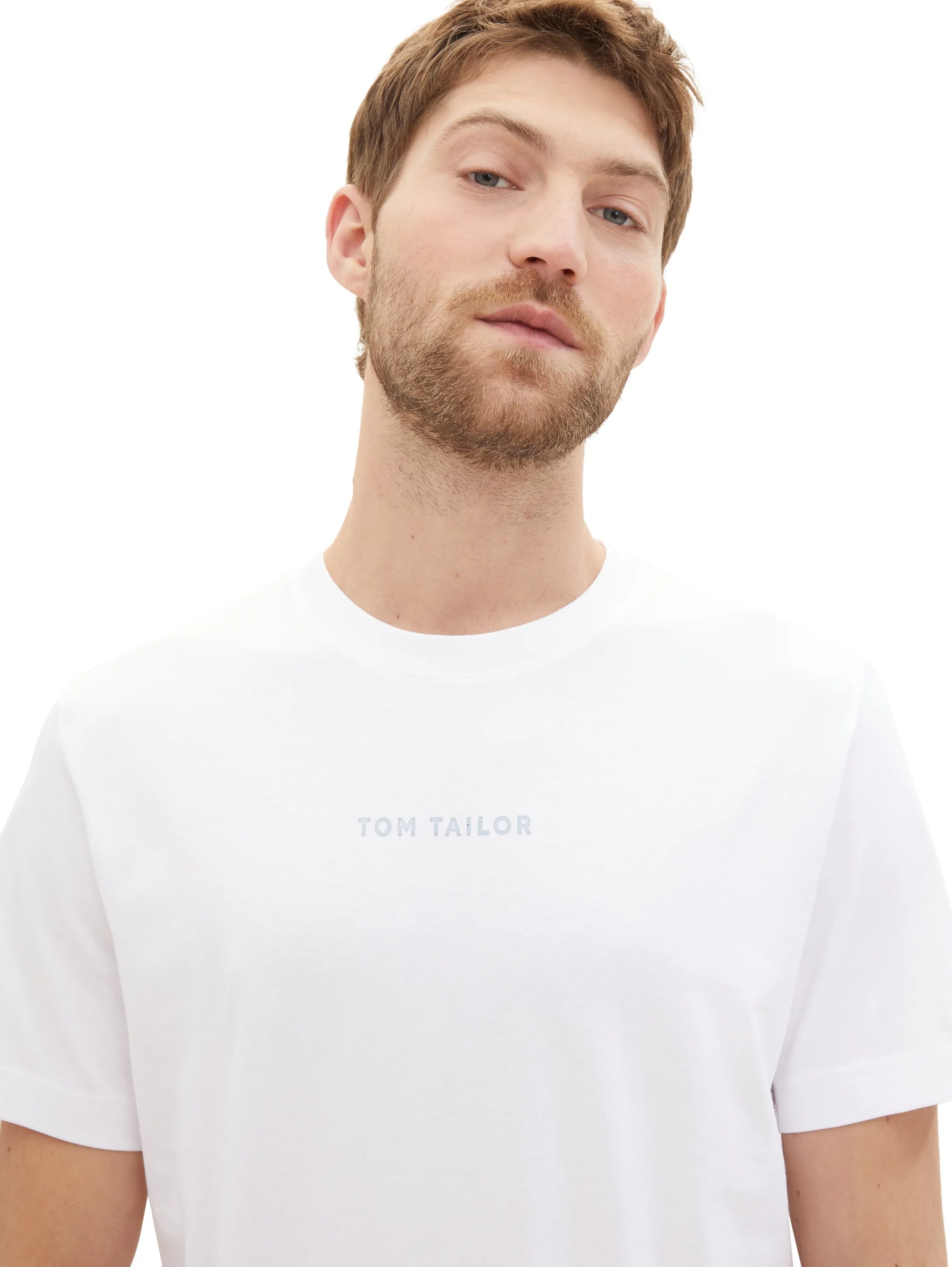 Tom Tailor White Men Regular Fit Short-Sleeved T-Shirt SKU: 1040906_20000 Image 05