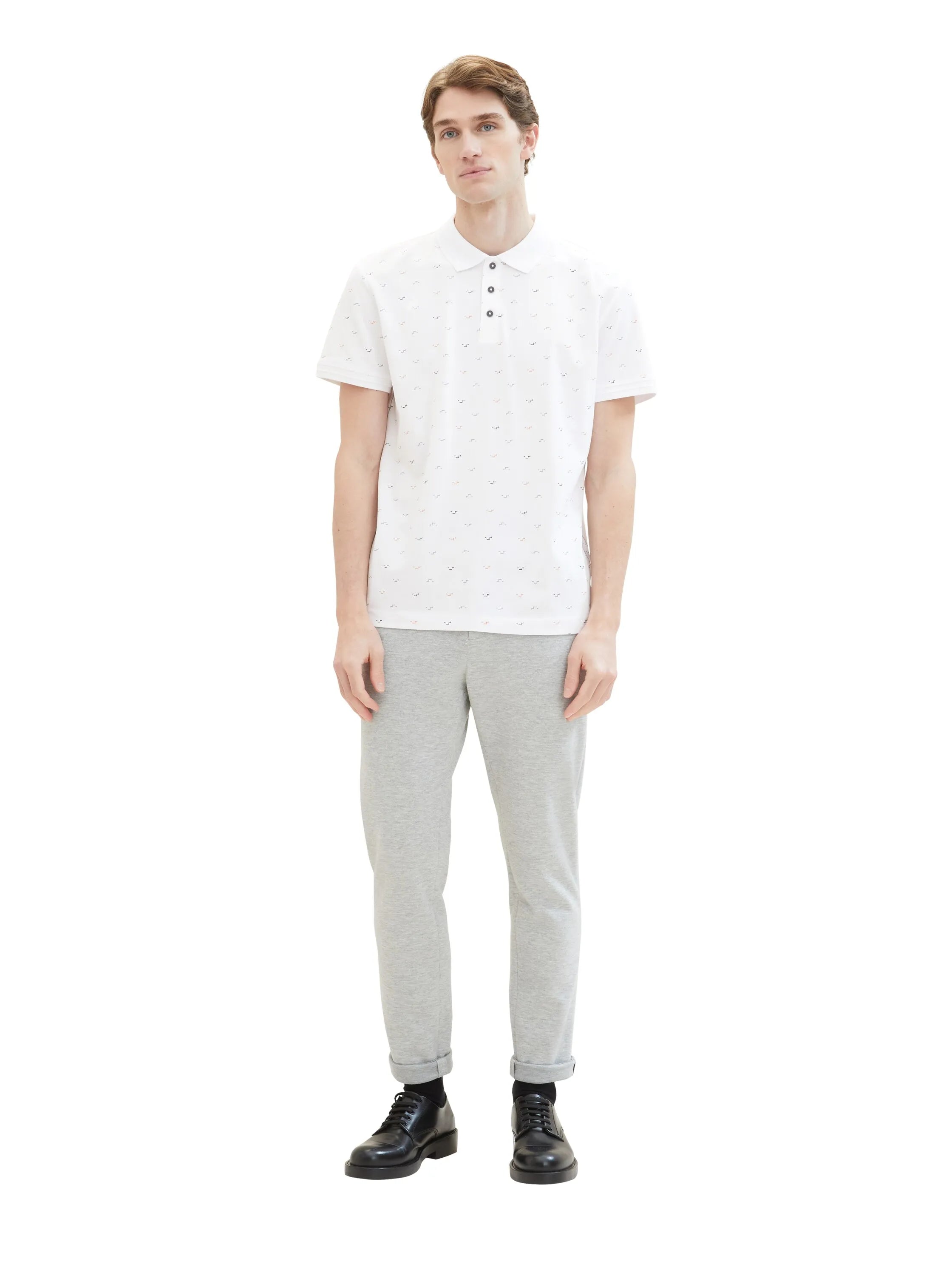 Tom Tailor White Letter Design Men Polo Shirt with an All-Over Print SKU: 1040913_34624 Image 02