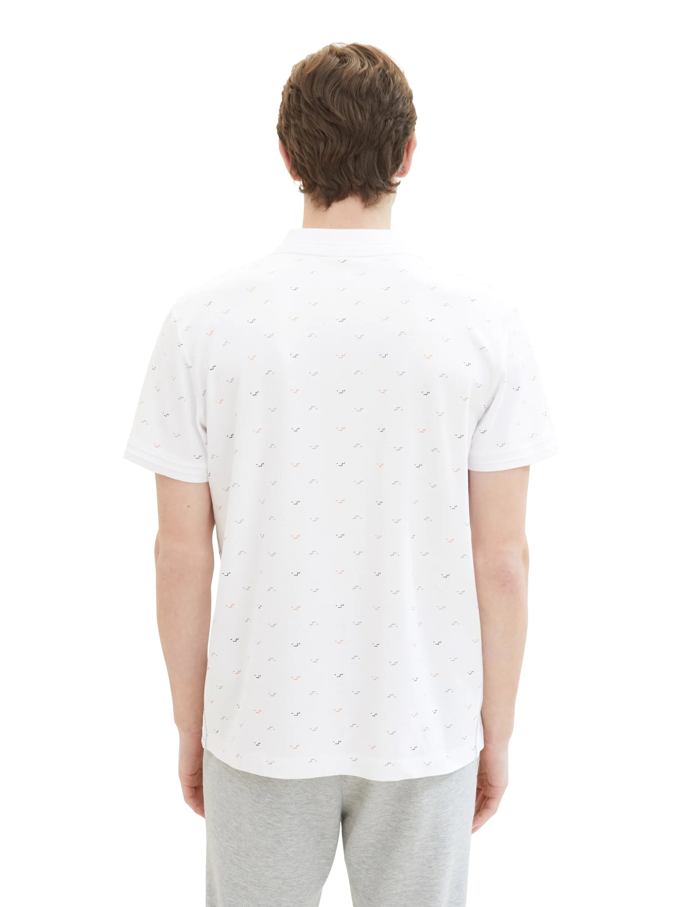 Tom Tailor White Letter Design Men Polo Shirt with an All-Over Print SKU: 1040913_34624 Image 03