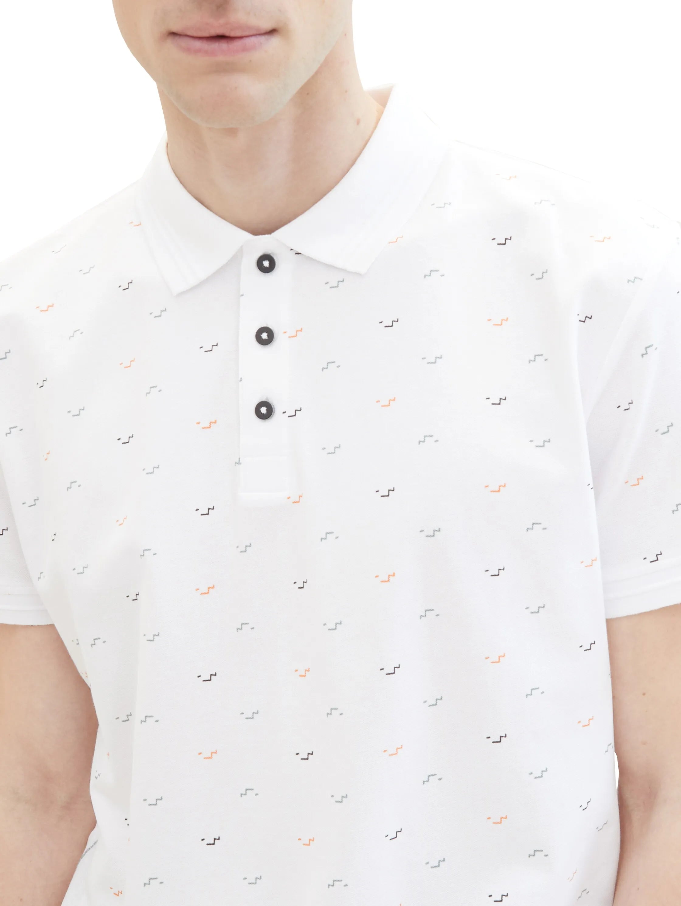 Tom Tailor White Letter Design Men Polo Shirt with an All-Over Print SKU: 1040913_34624 Image 04