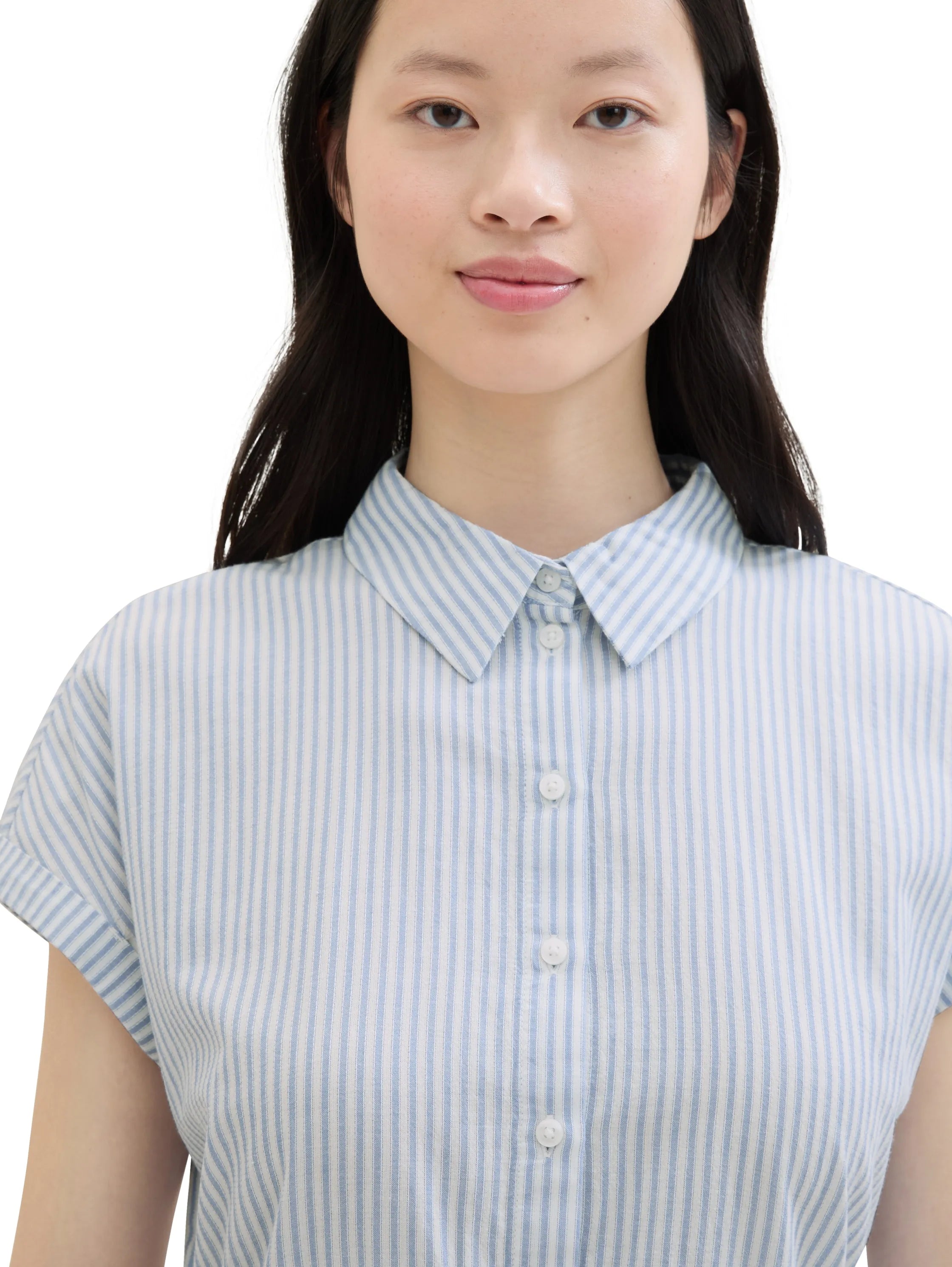 Denim Tom Tailor Blue White Strripe Women Striped Mini Dress SKU: 1040925_34878 Image 06