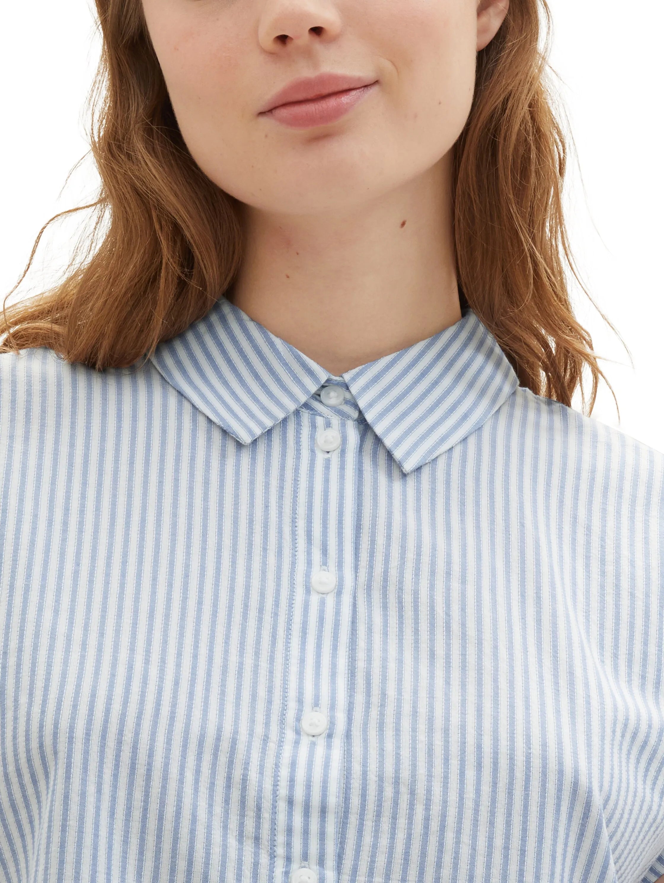 Denim Tom Tailor Blue White Strripe Women Striped Short-Sleeved Shirt SKU: 1040926_34878 Image 04