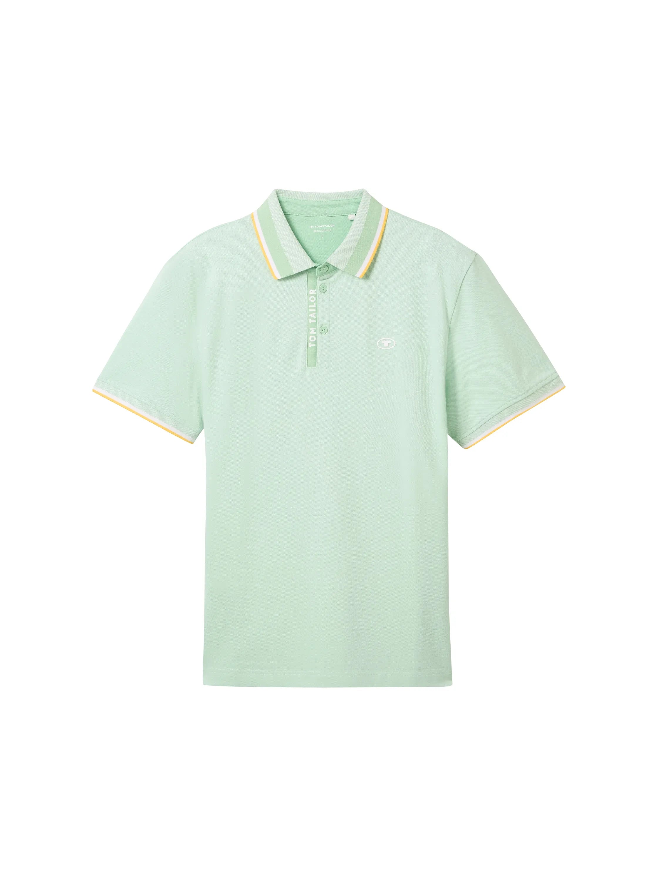 Tom Tailor Mint White Two Tone Men Polo Shirt with a PiquŽ Texture SKU: 1040937_35090 Image 07