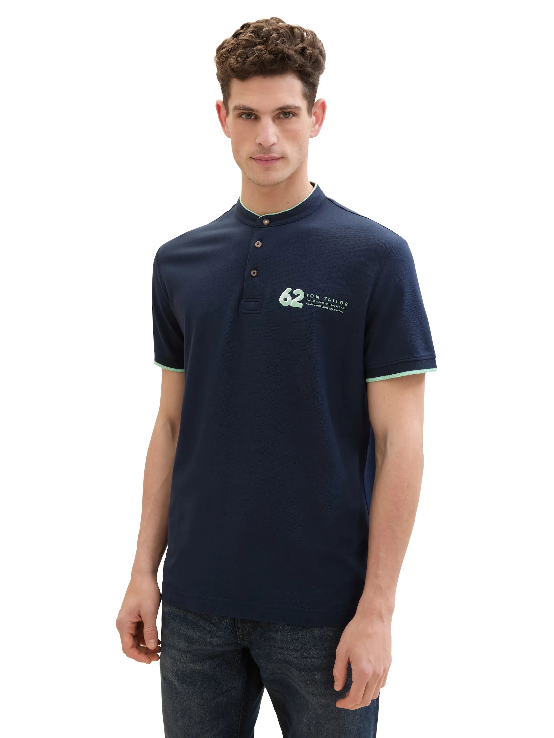 Tom Tailor Sky Captain Blue Men Polo Shirt with a Print SKU: 1040948_10668 Image 06