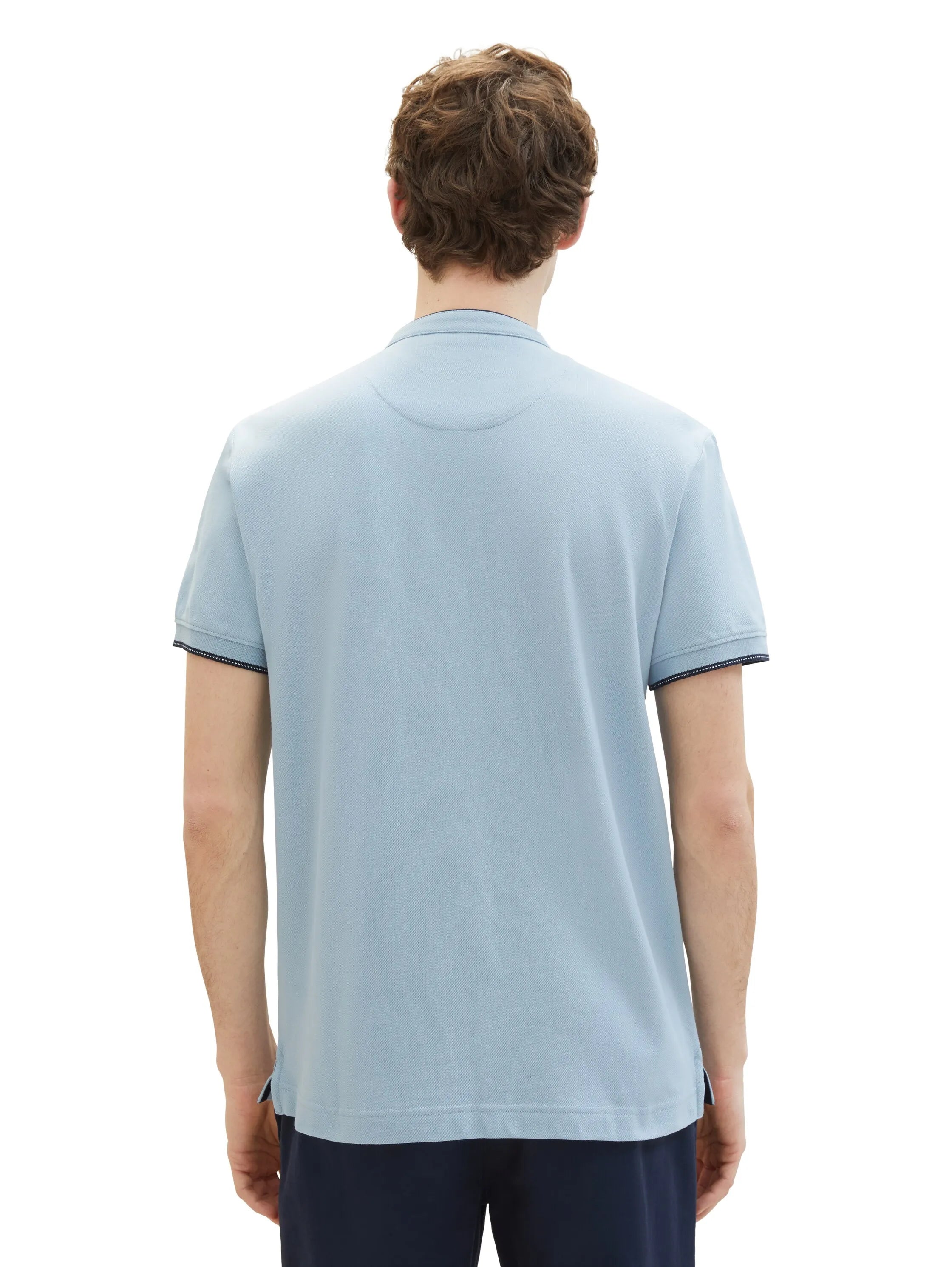 Tom Tailor Foggy Blue Men Polo Shirt with a Print SKU: 1040948_15159 Image 03