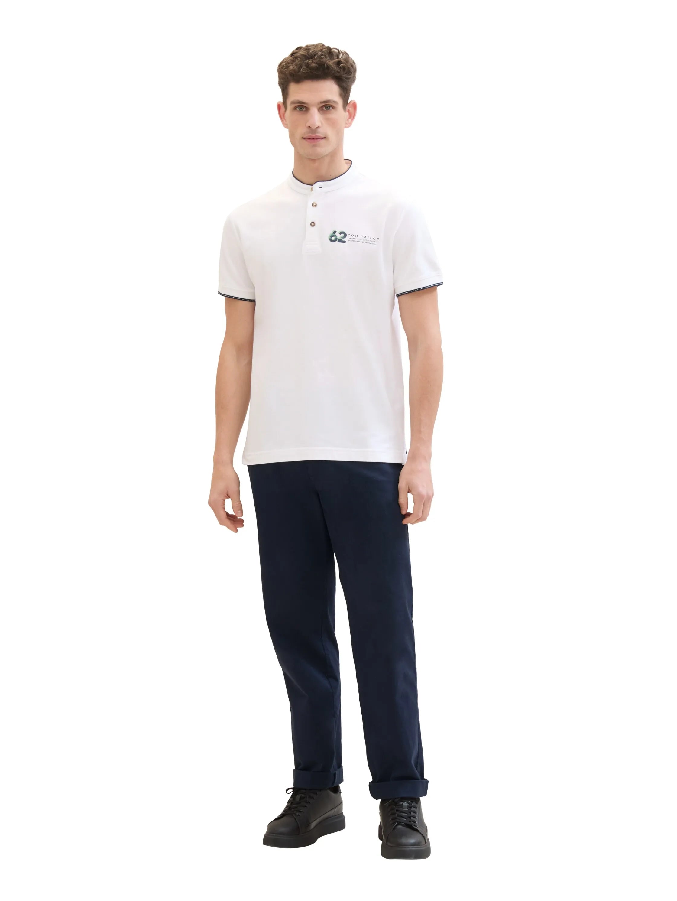 Tom Tailor White Men Polo Shirt with a Print SKU: 1040948_20000 Image 02