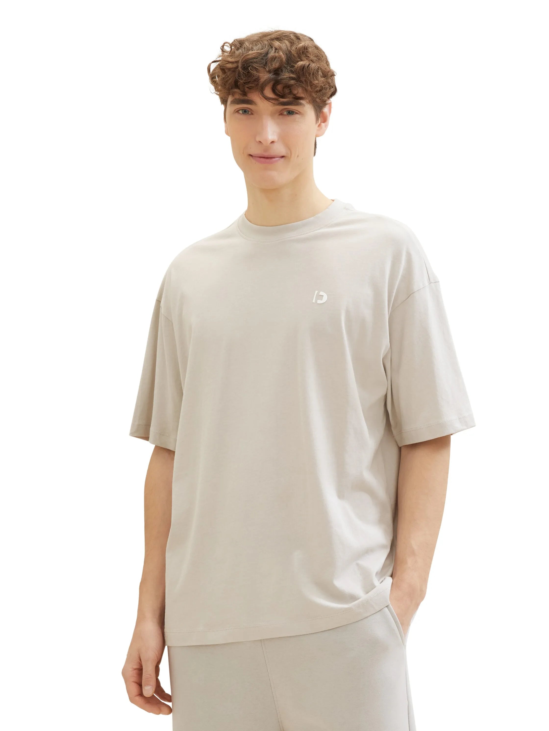 Denim Tom Tailor Light Dove Grey Men Oversized T-Shirt SKU: 1041181_11754 Image 01