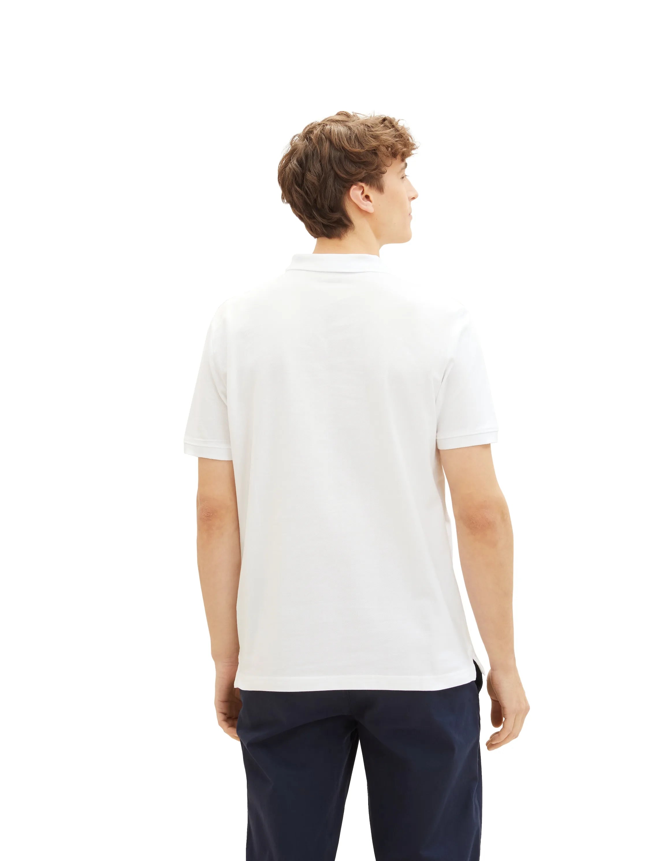 Denim Tom Tailor White Men Basic Polo Shirt with a Logo Print SKU: 1041184_20000 Image 03