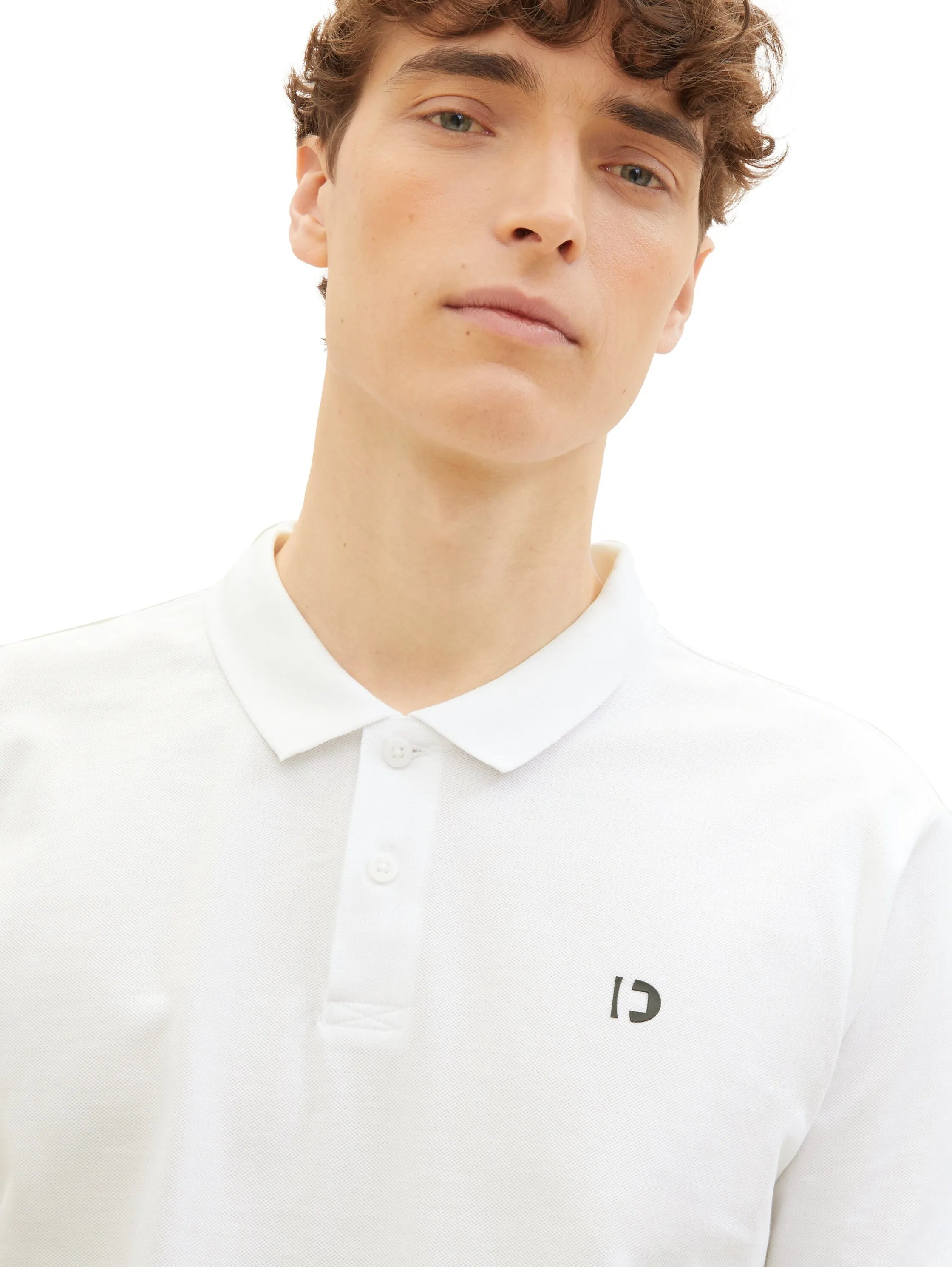 Denim Tom Tailor White Men Basic Polo Shirt with a Logo Print SKU: 1041184_20000 Image 06