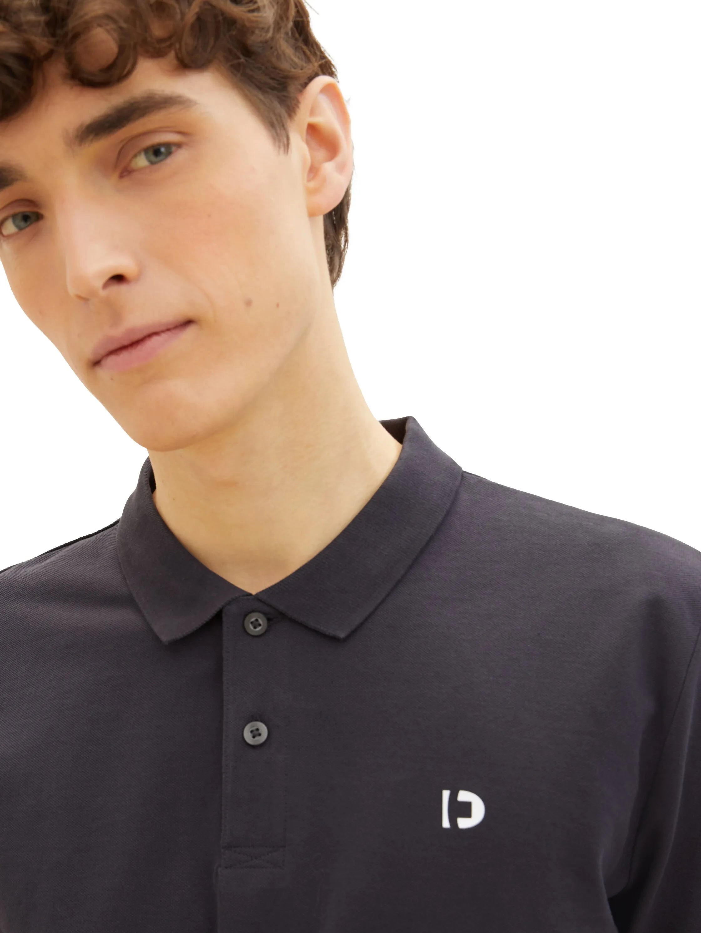 Denim Tom Tailor Coal Grey Men Basic Polo Shirt with a Logo Print SKU: 1041184_29476 Image 05