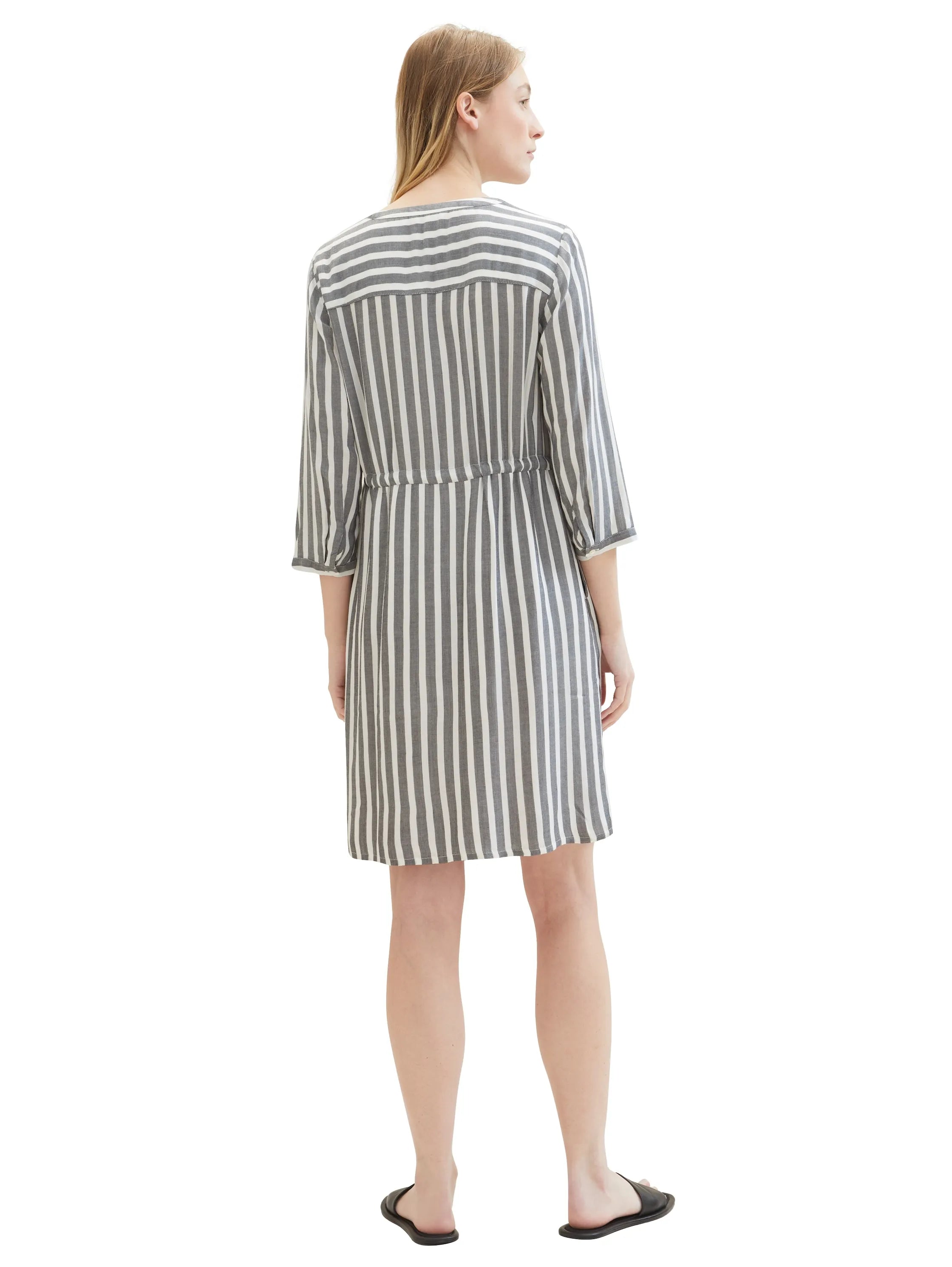 Tom Tailor Offwhite Navy Vertical Stripe Women Striped Dress SKU: 1041204_26940 Image 03