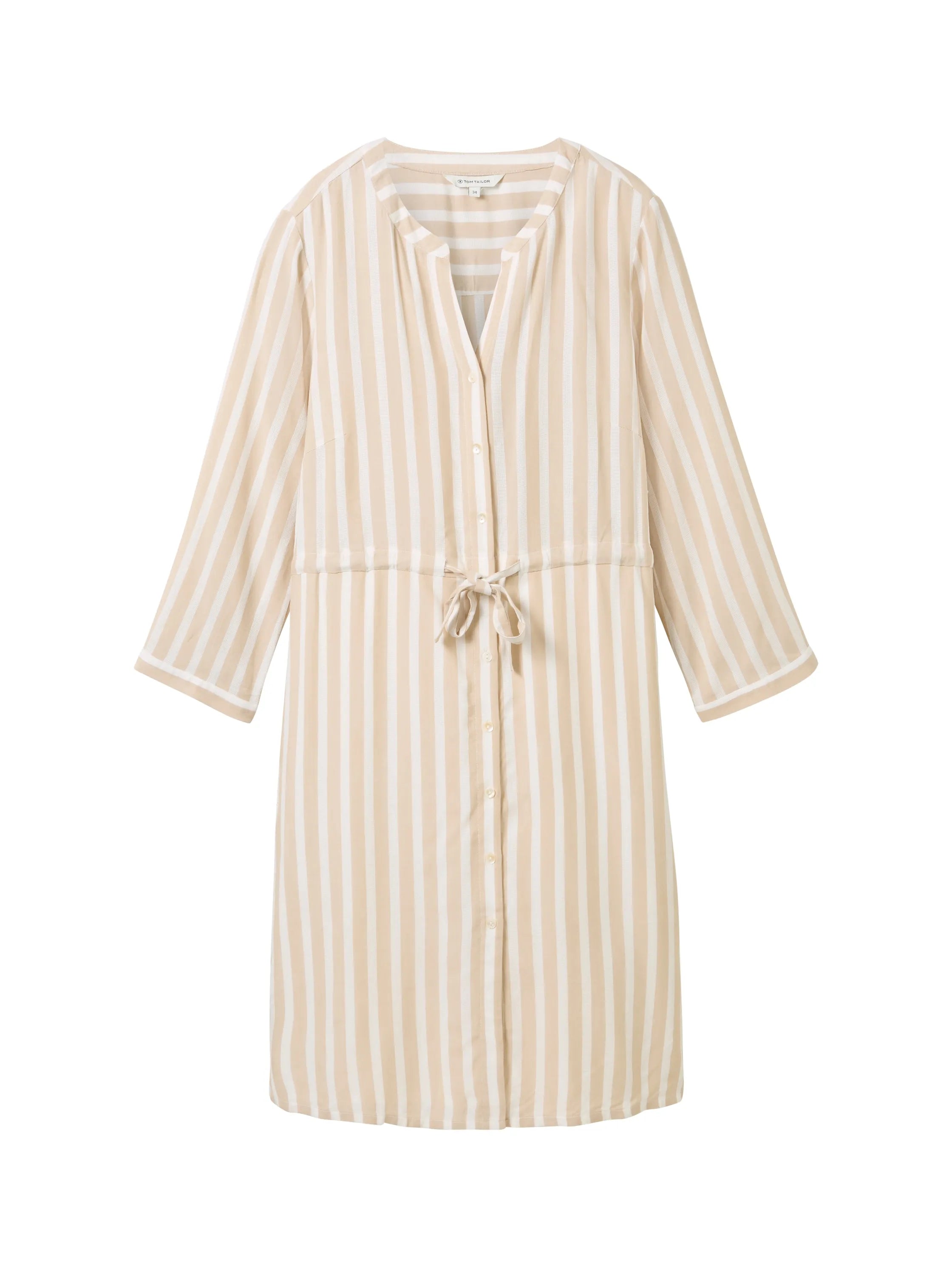 Tom Tailor Beige Offwhite Stripe Women Striped Dress SKU: 1041204_35211 Image 07