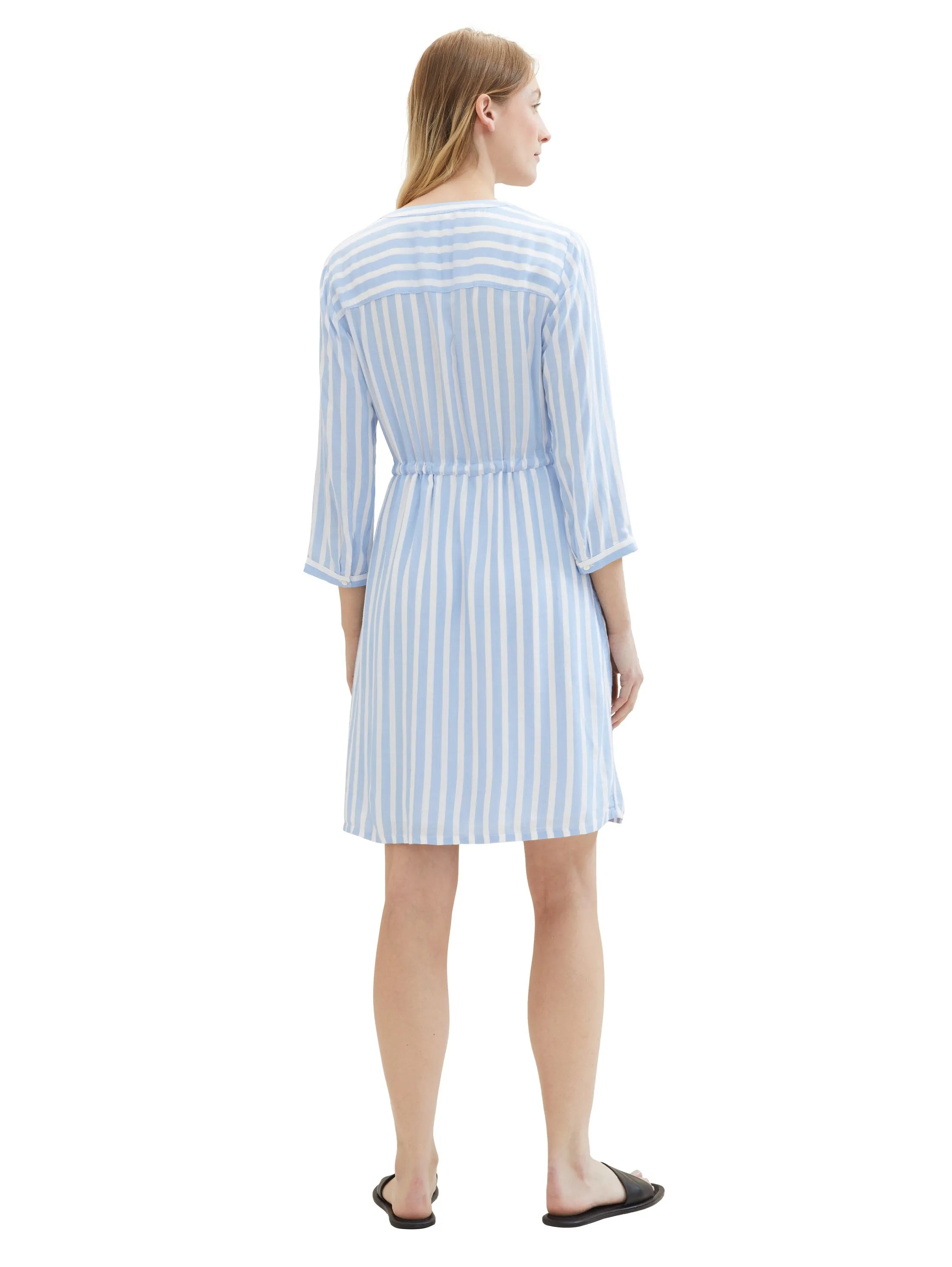 Tom Tailor Offwhite Blue Vertical Stripe Women Striped Dress SKU: 1041204_35221 Image 03