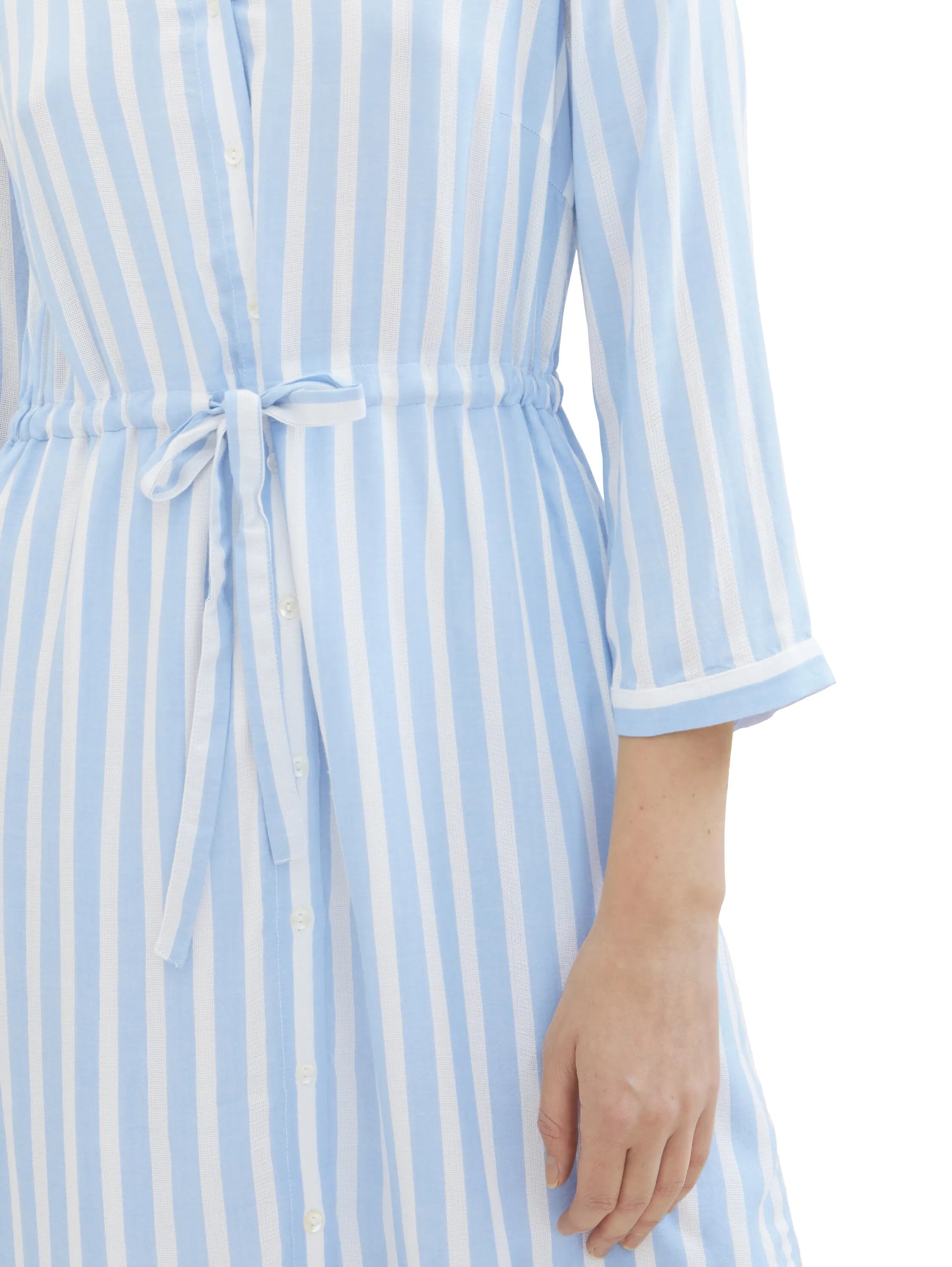 Tom Tailor Offwhite Blue Vertical Stripe Women Striped Dress SKU: 1041204_35221 Image 04