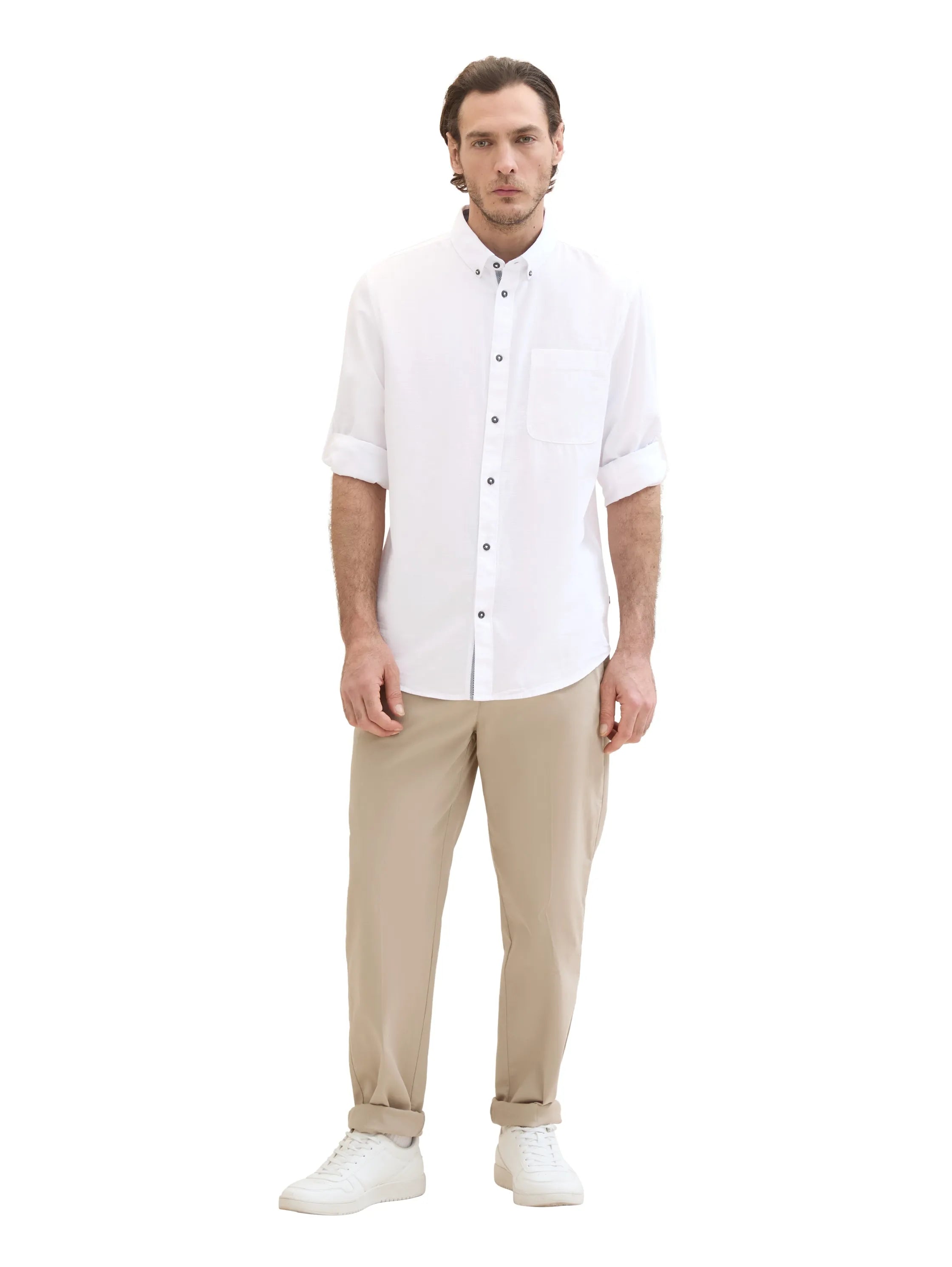 Tom Tailor White Men Slim Fit Long-Sleeved Dress Shirt SKU: 1041356_20000 Image 02