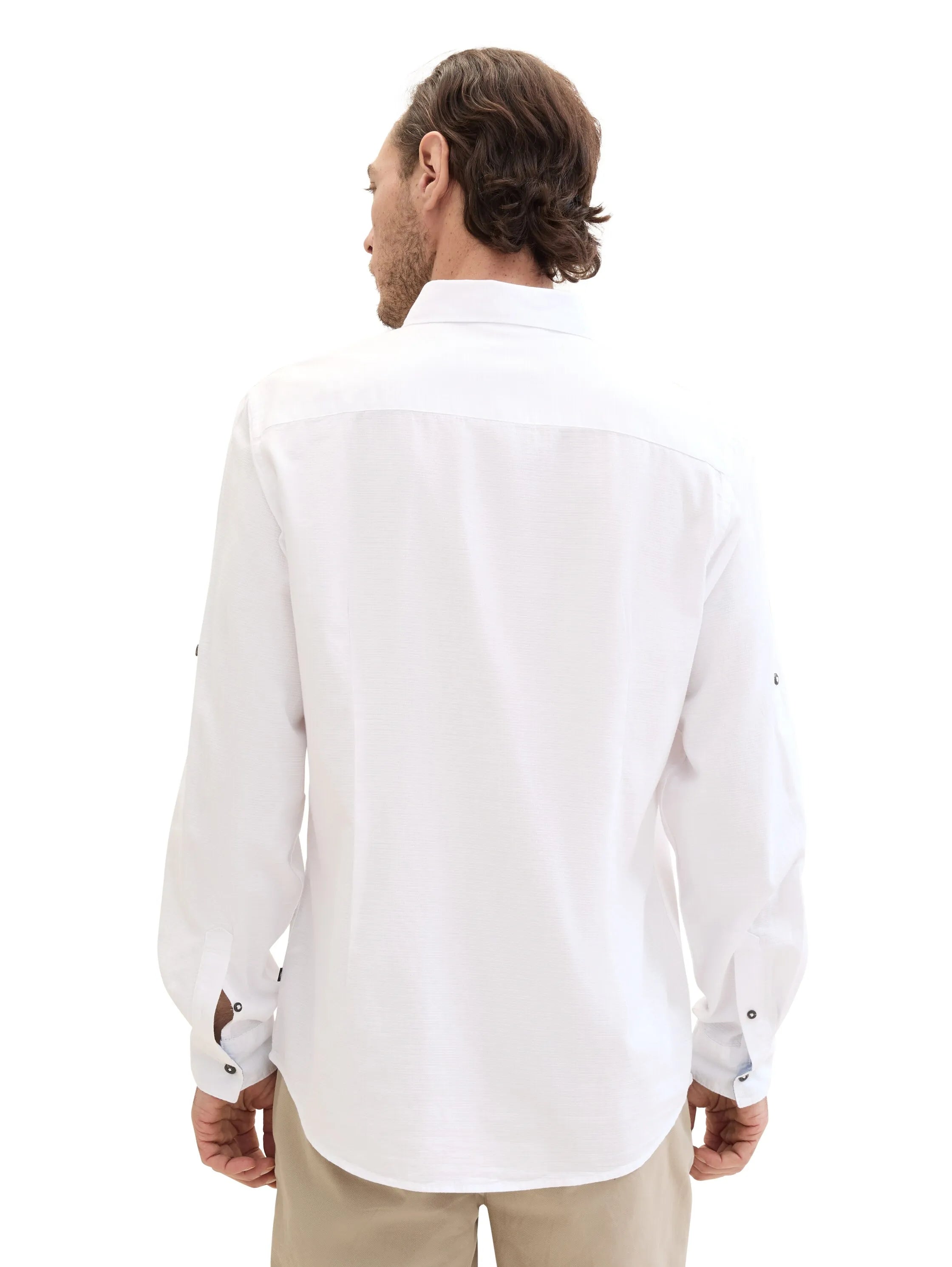 Tom Tailor White Men Slim Fit Long-Sleeved Dress Shirt SKU: 1041356_20000 Image 03