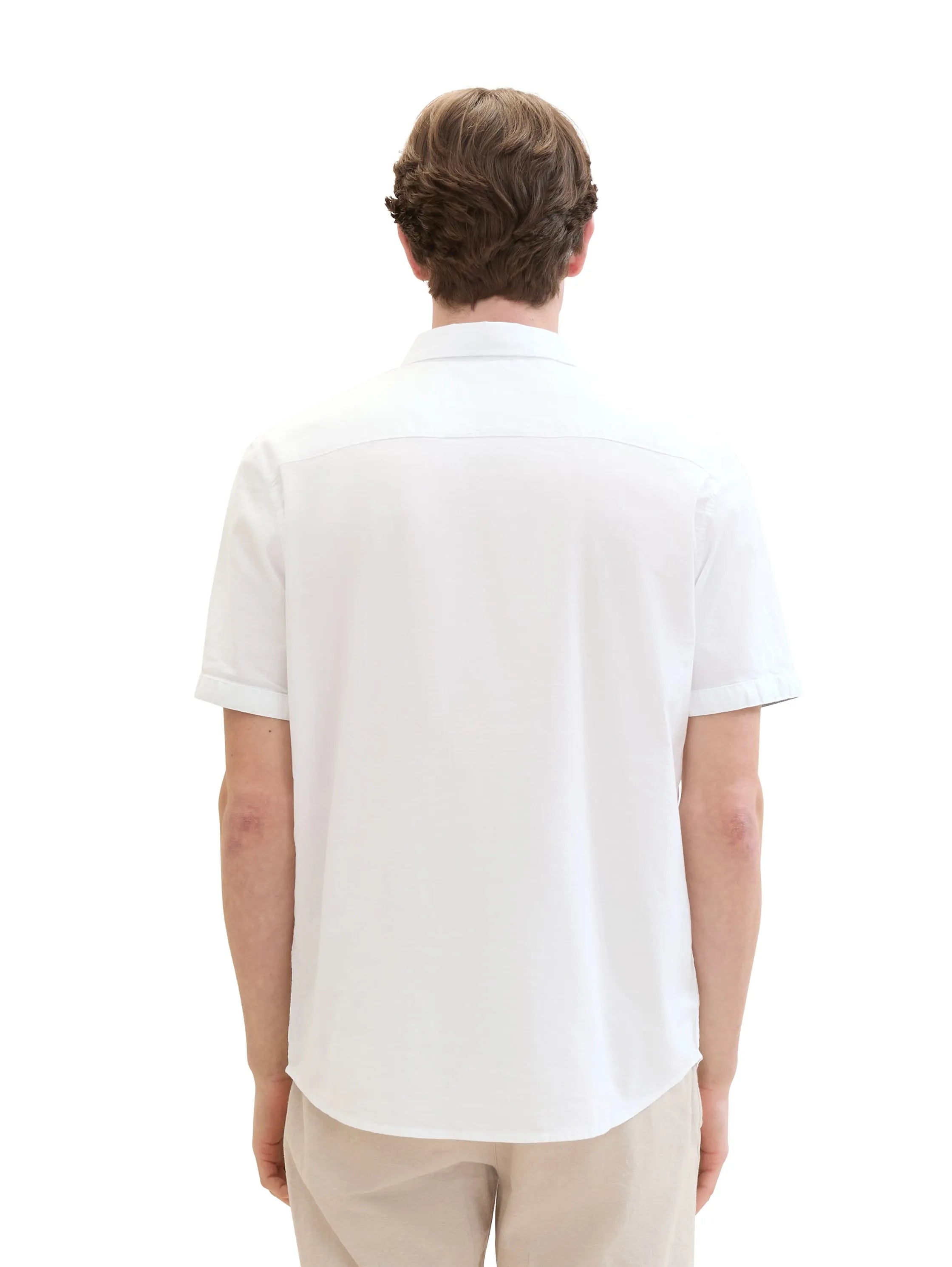 Tom Tailor White Men Short-Sleeved Shirt with a Chest Pocket SKU: 1041362_20000 Image 03