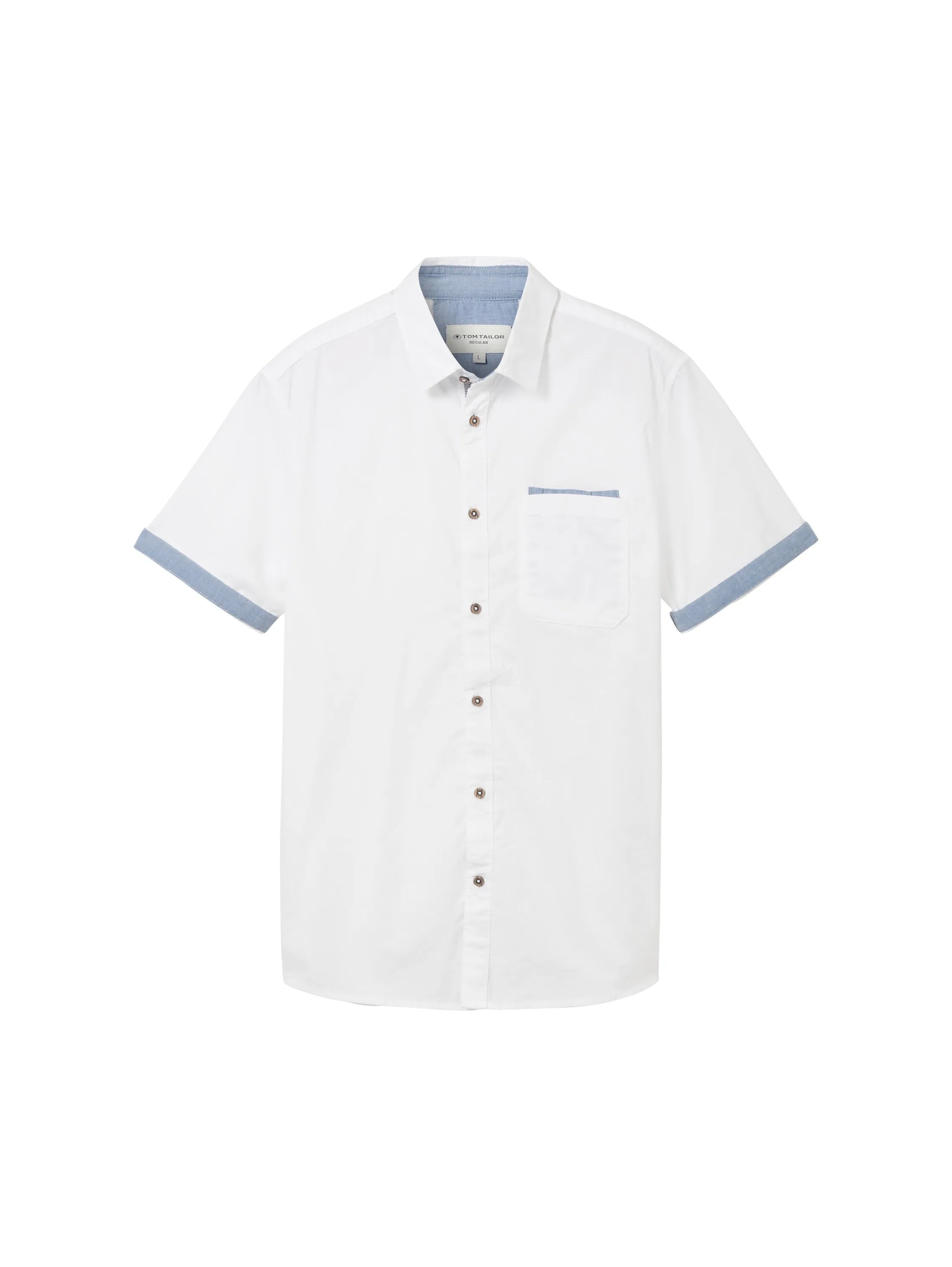 Tom Tailor White Men Short-Sleeved Shirt with a Chest Pocket SKU: 1041362_20000 Image 07