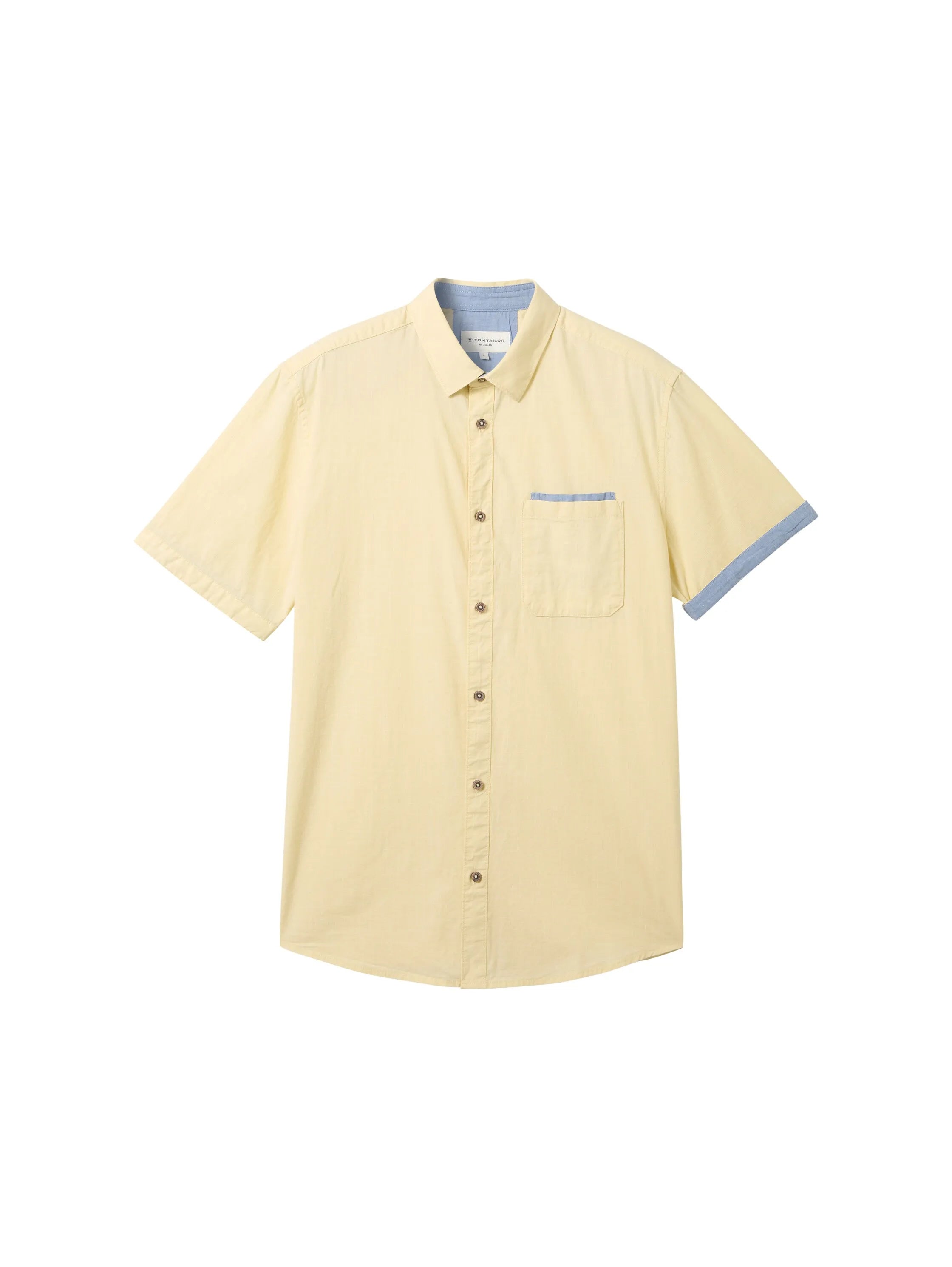 Tom Tailor Yellow Small Structure Men Short-Sleeved Shirt with a Chest Pocket SKU: 1041362_35407 Image 07