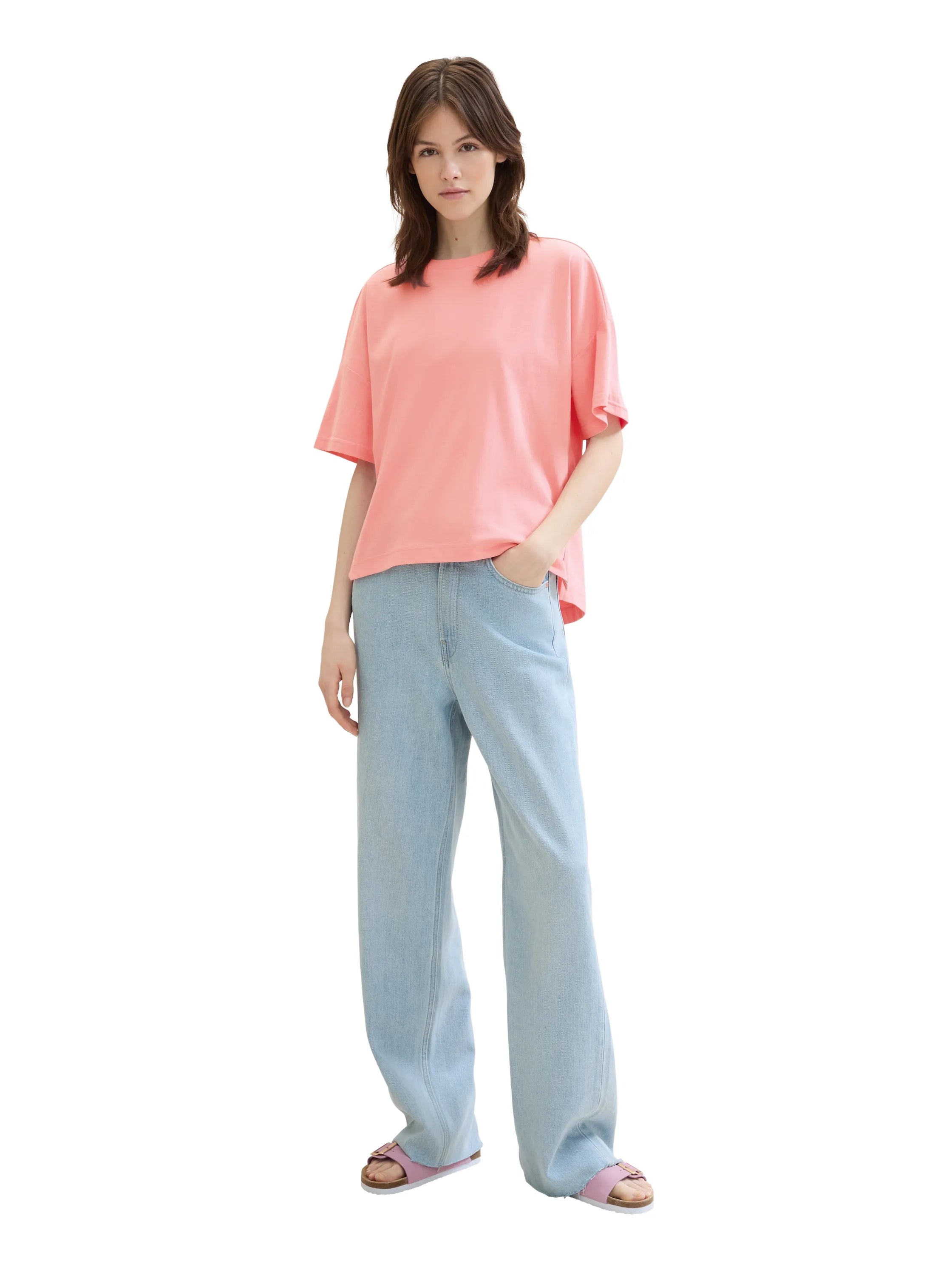 Denim Tom Tailor Shell Pink Women Oversized Cotton T-Shirt SKU: 1041448_35361 Image 02