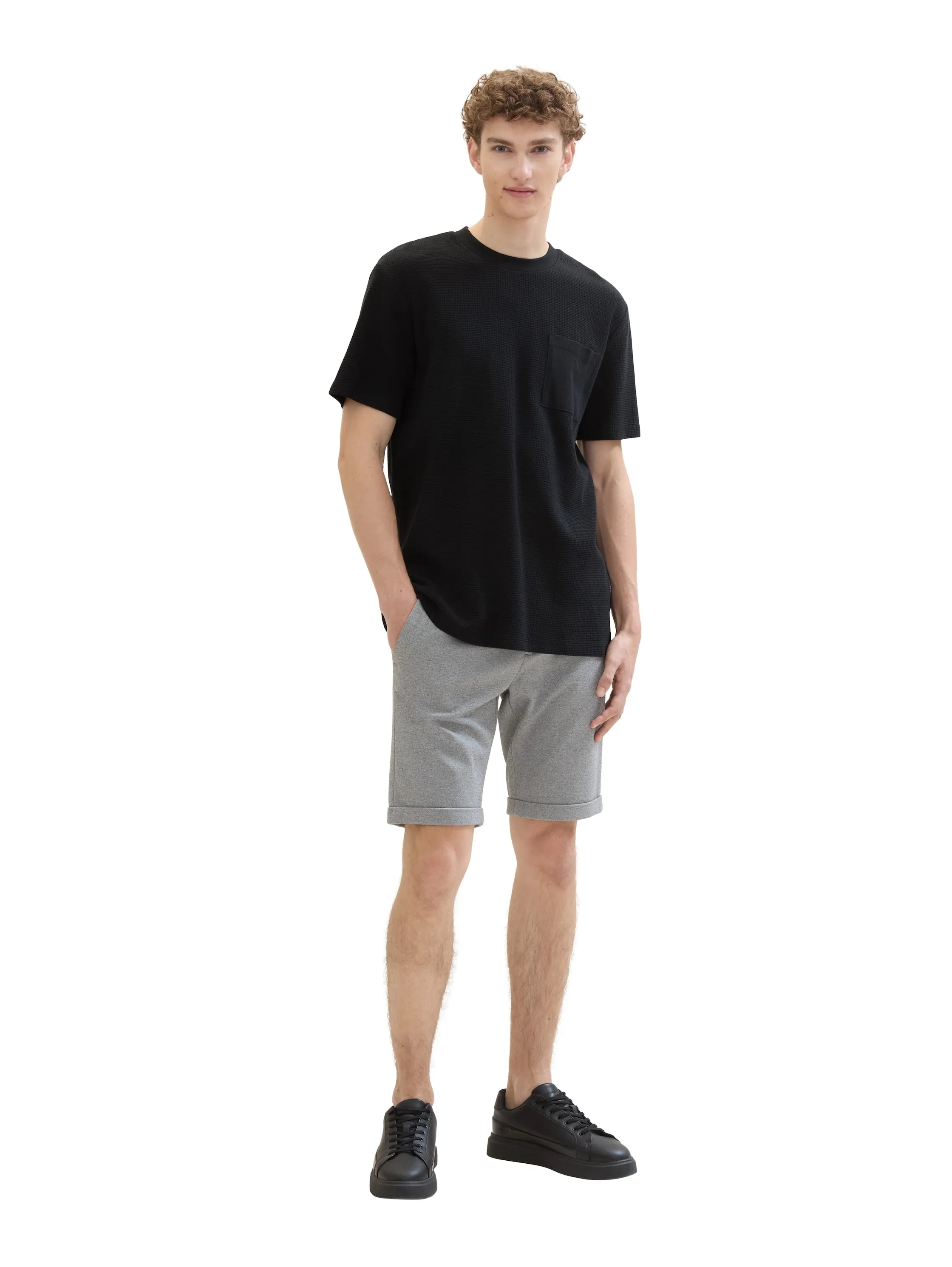 Denim Tom Tailor Grey Melange Pique Men Slim PiquŽ Chino Shorts SKU: 1041457_24774 Image 03