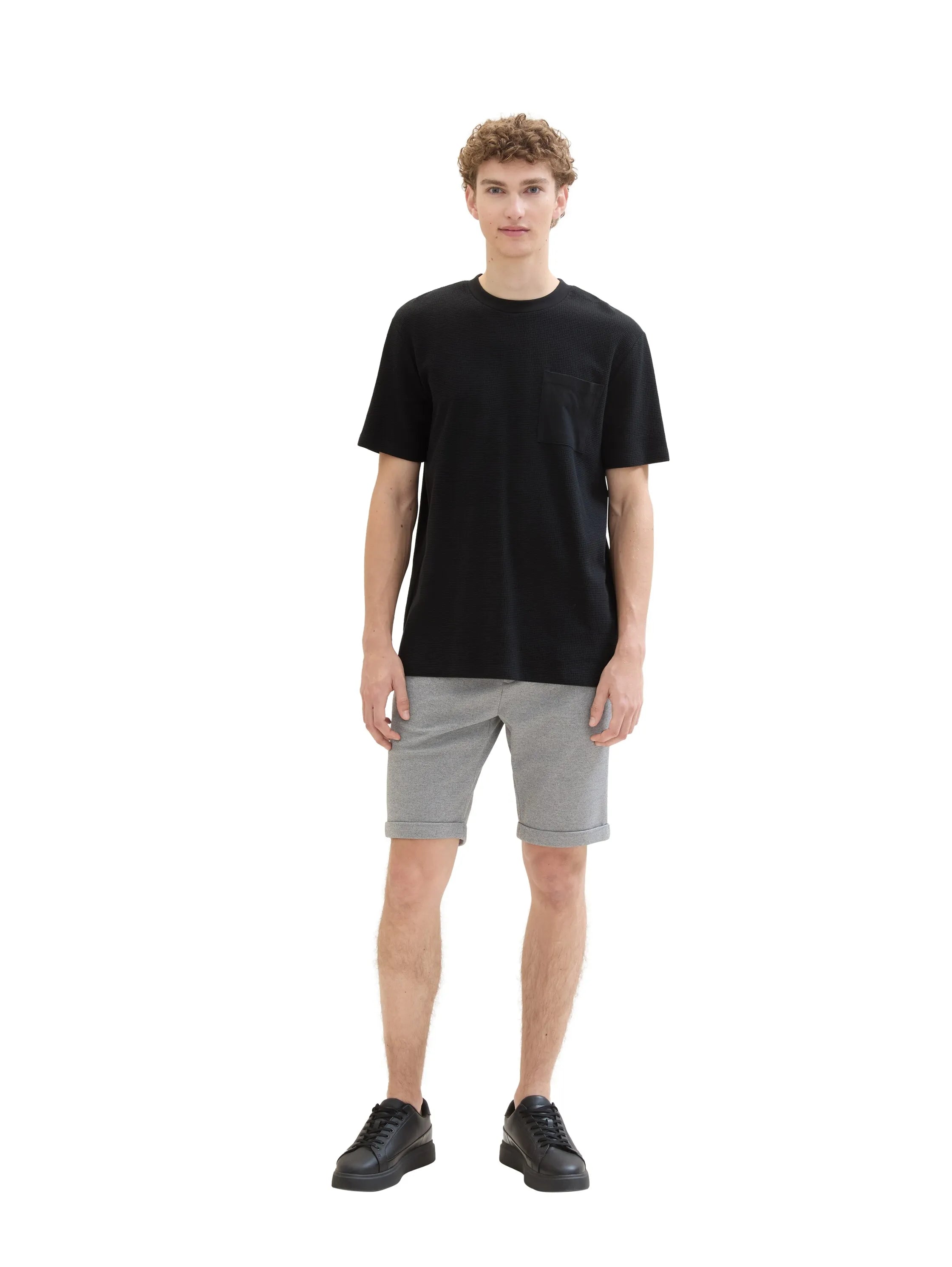 Denim Tom Tailor Grey Melange Pique Men Slim PiquŽ Chino Shorts SKU: 1041457_24774 Image 06