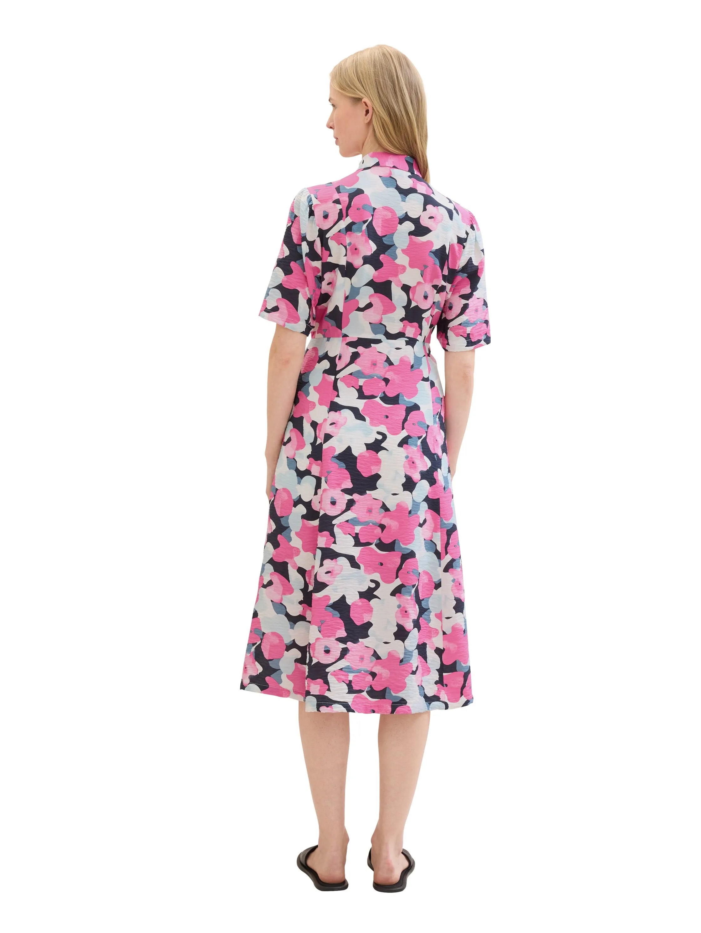 Tom Tailor Pink Colorful Floral Design Women Midi Dress with Lenzingª Ecoveroª SKU: 1041508_35290 Image 03