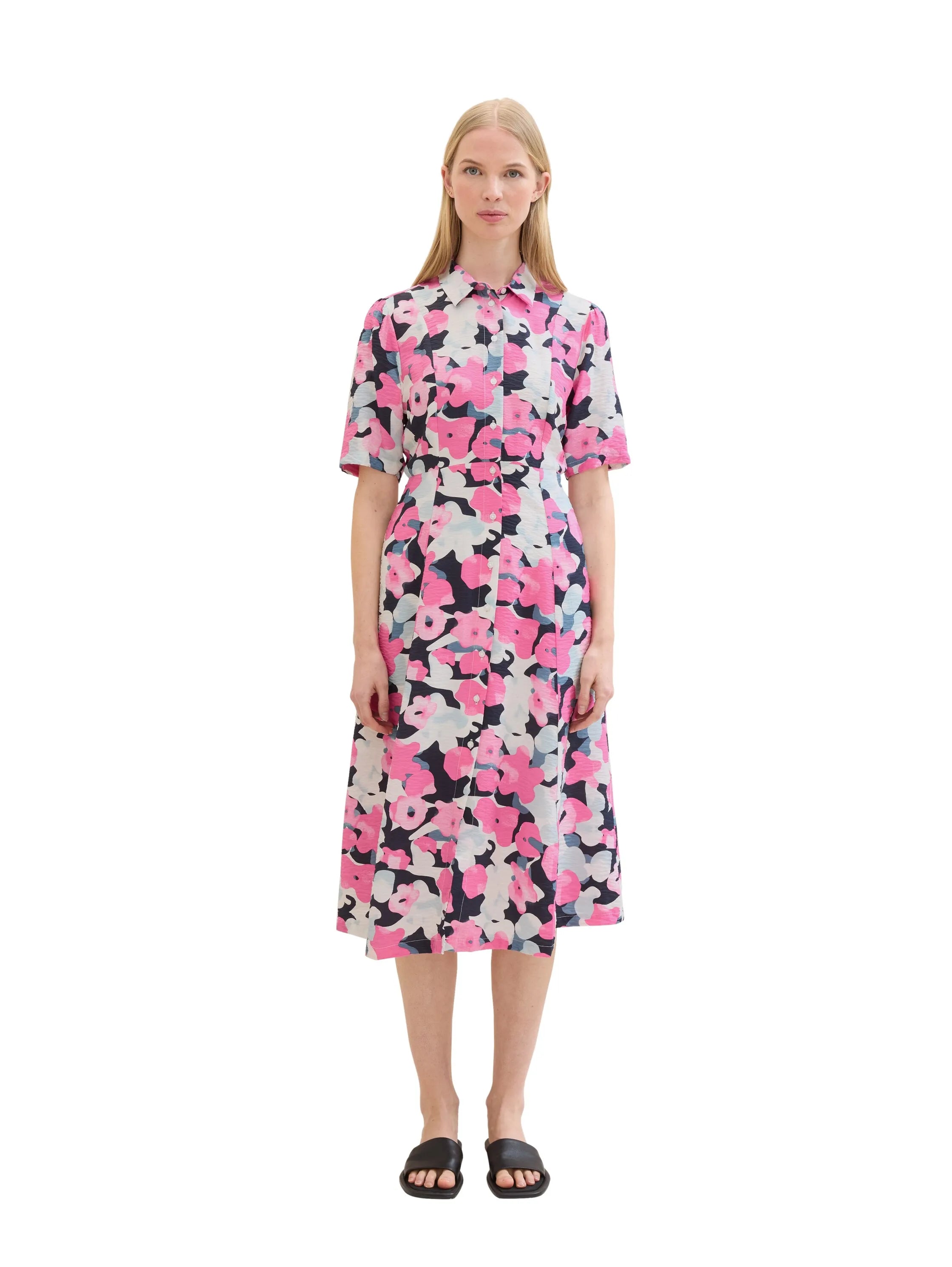 Tom Tailor Pink Colorful Floral Design Women Midi Dress with Lenzingª Ecoveroª SKU: 1041508_35290 Image 04