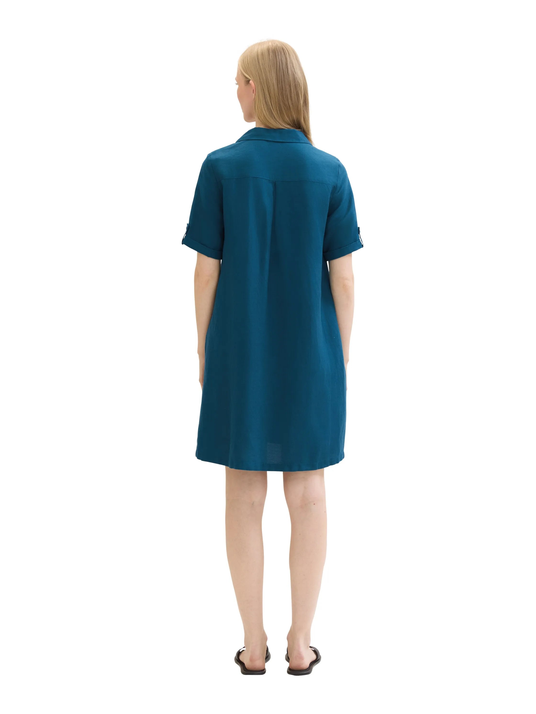 Tom Tailor Moss Blue Women Regular Fit Half-Sleeves Dress SKU: 1041517_13353 Image 03