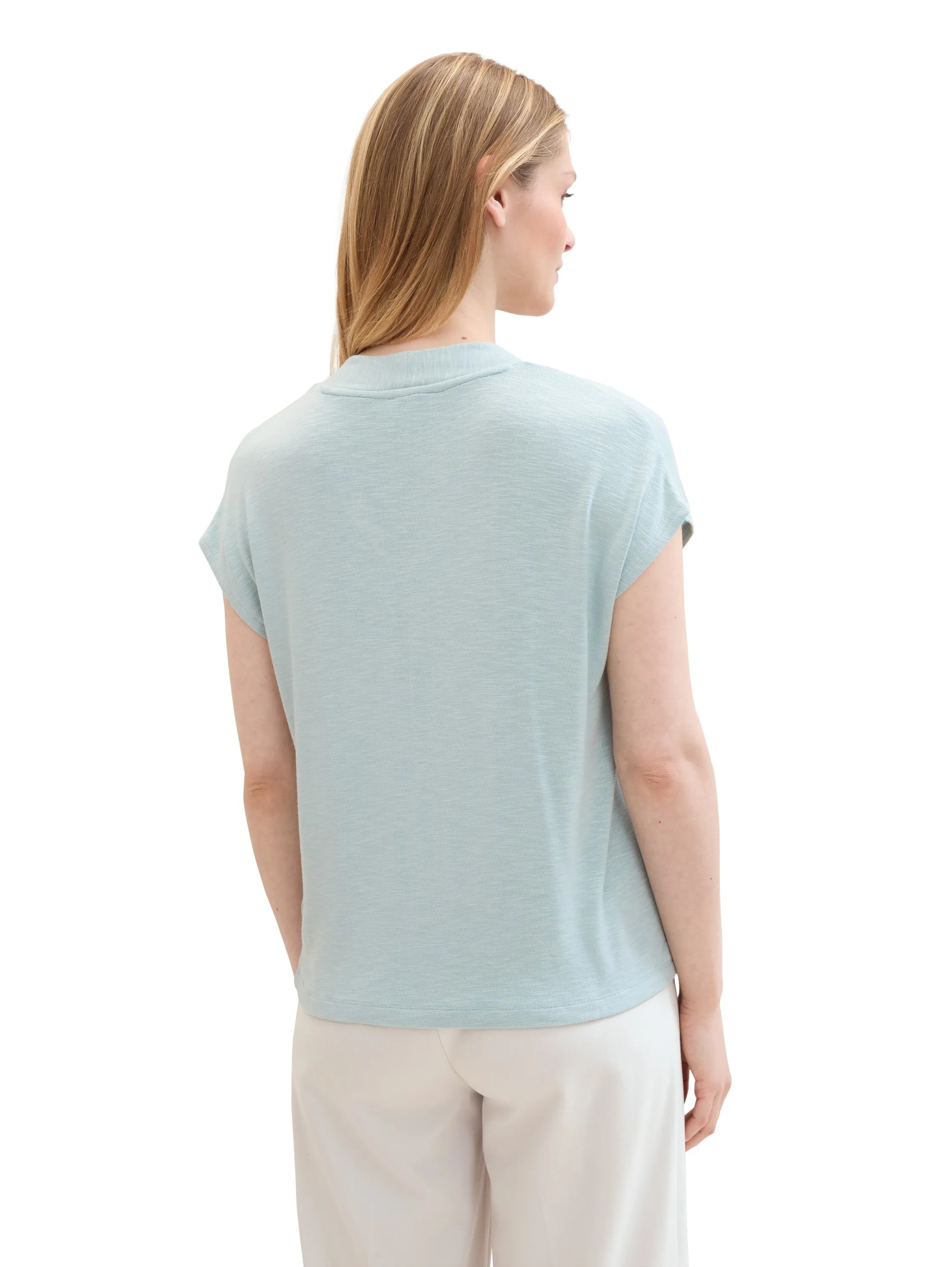 Tom Tailor Dusty Mint Blue Women T-Shirt with a V-Neckline SKU: 1041537_30463 Image 03