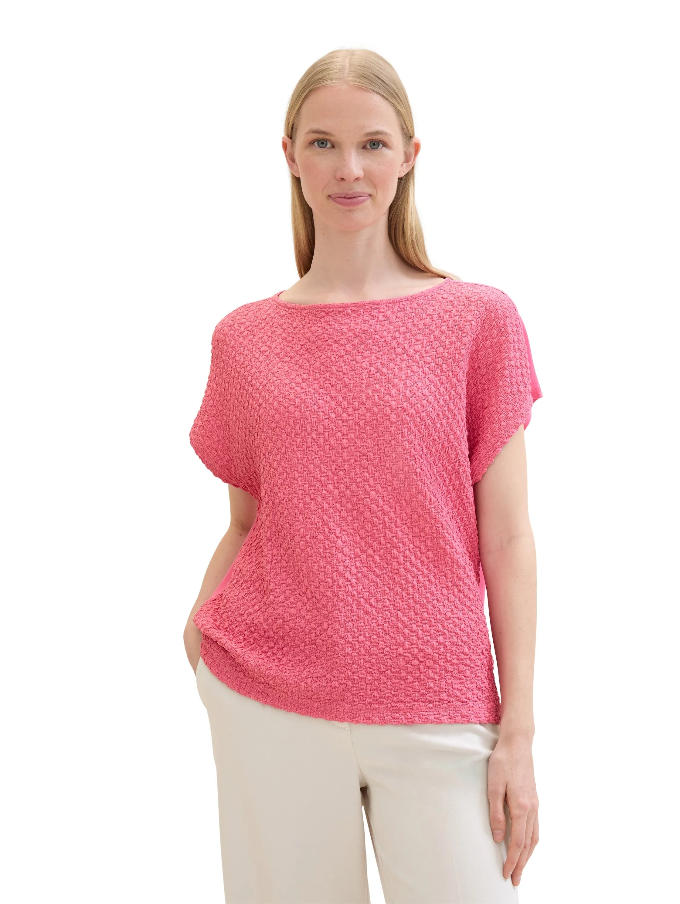 Tom Tailor Carmine Pink Women Regular Fit Short-Sleeved T-Shirt SKU: 1041542_15799 Image 01