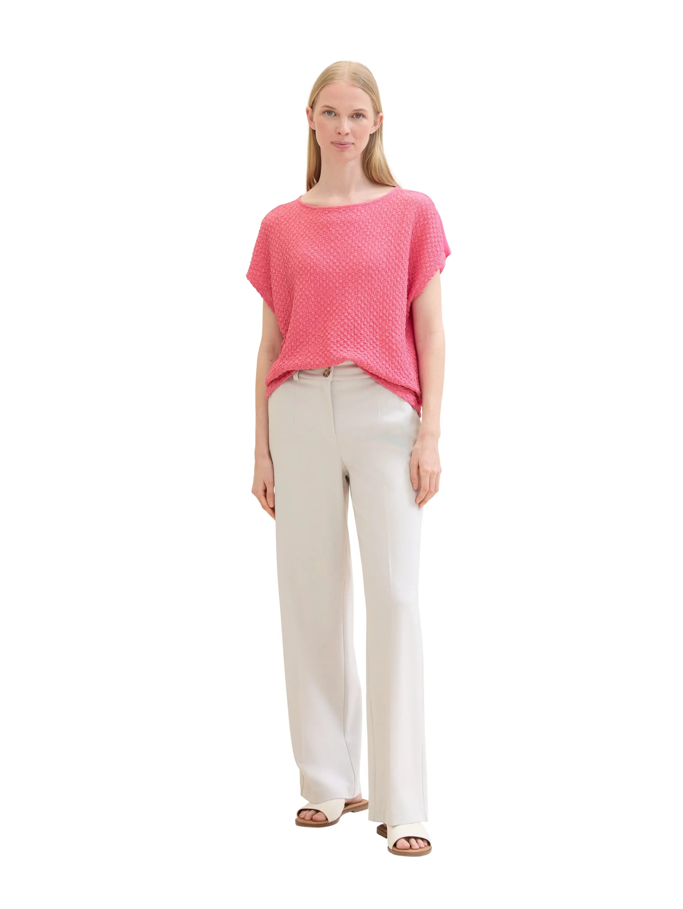 Tom Tailor Carmine Pink Women Regular Fit Short-Sleeved T-Shirt SKU: 1041542_15799 Image 02