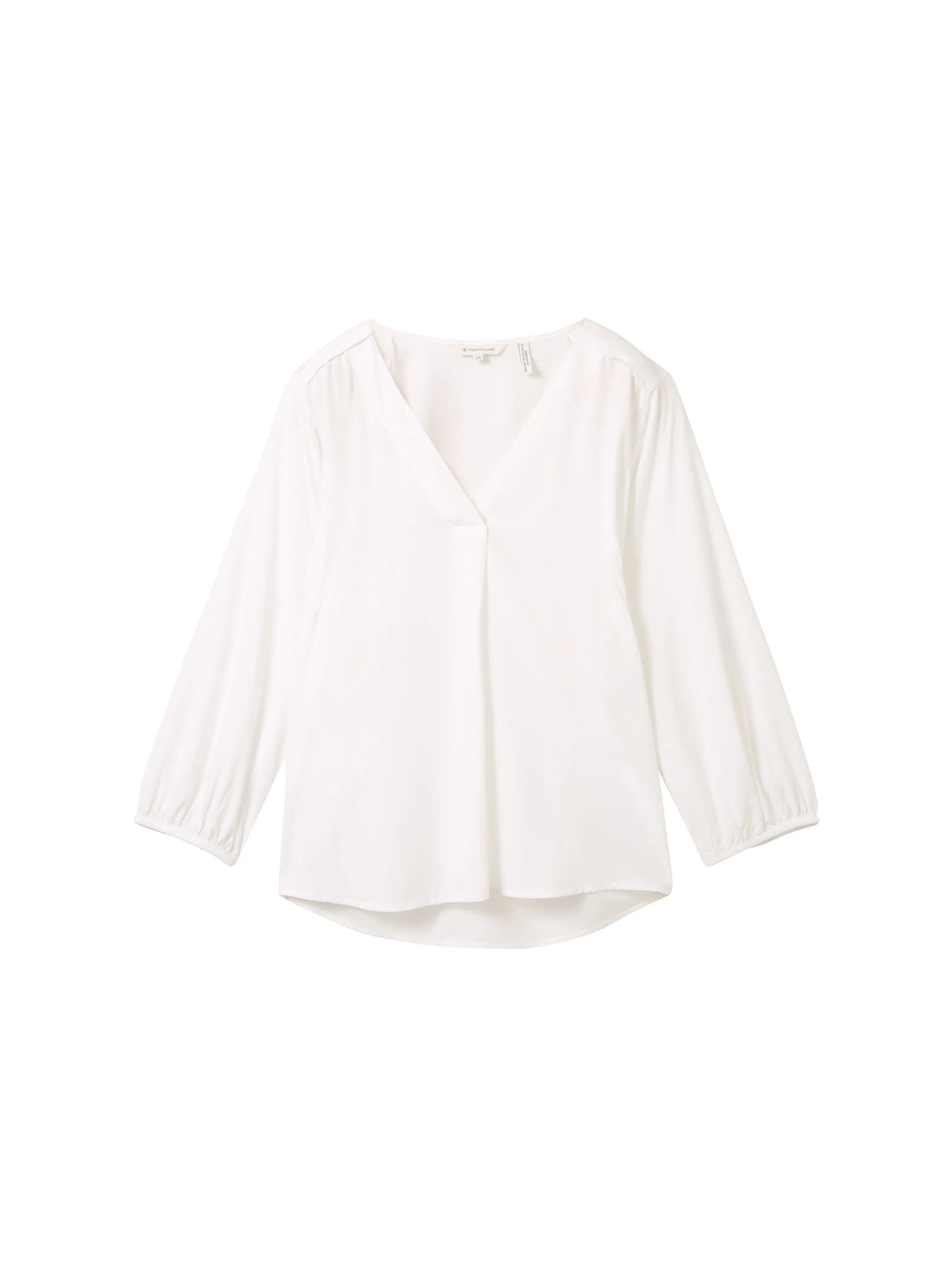 Tom Tailor White Women Blouse with a V-Neckline SKU: 1041675_20000 Image 07