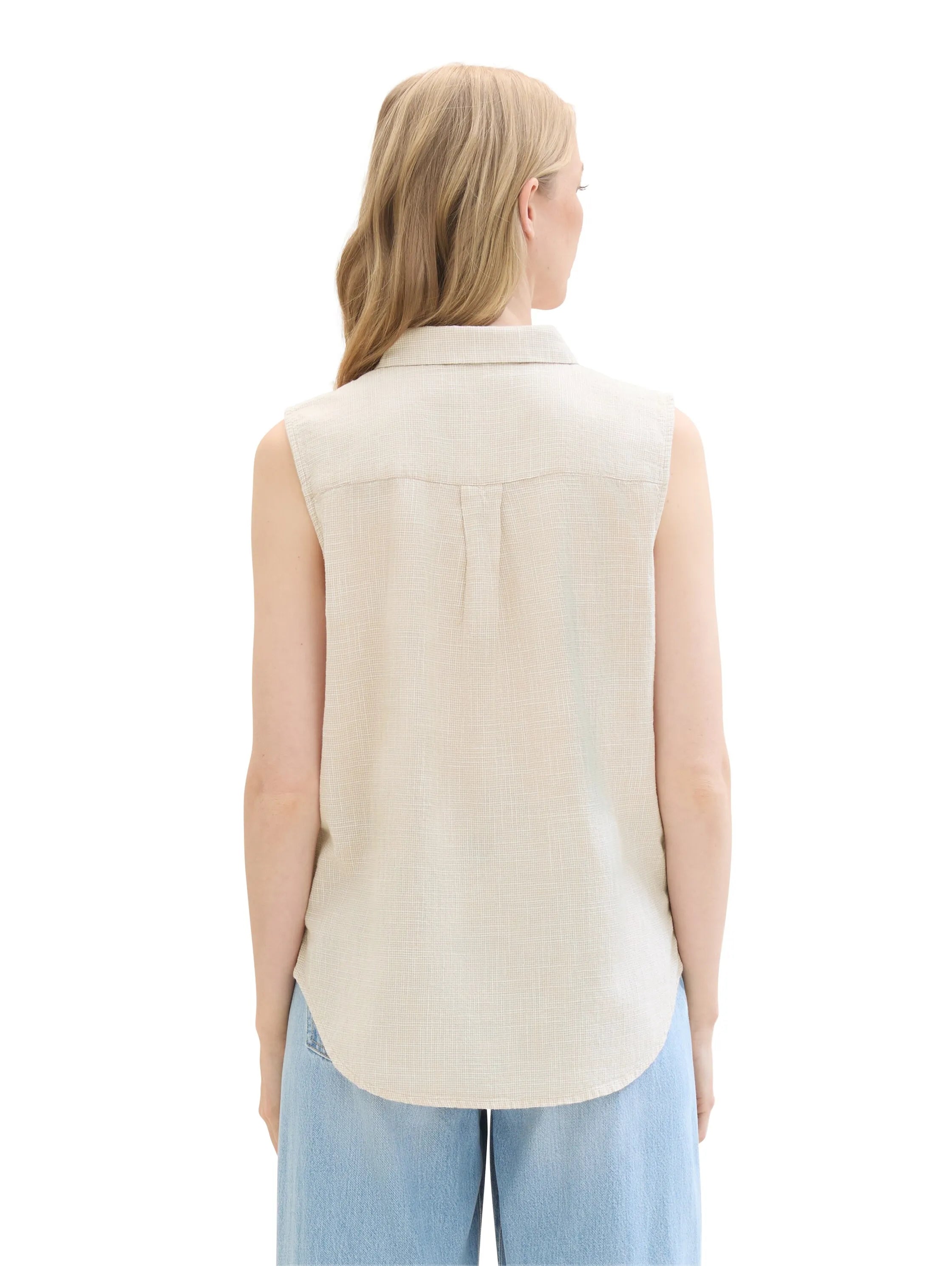 Tom Tailor Summer Beige Women Sleeveless Blouse with Chest Pockets SKU: 1041683_21650 Image 03