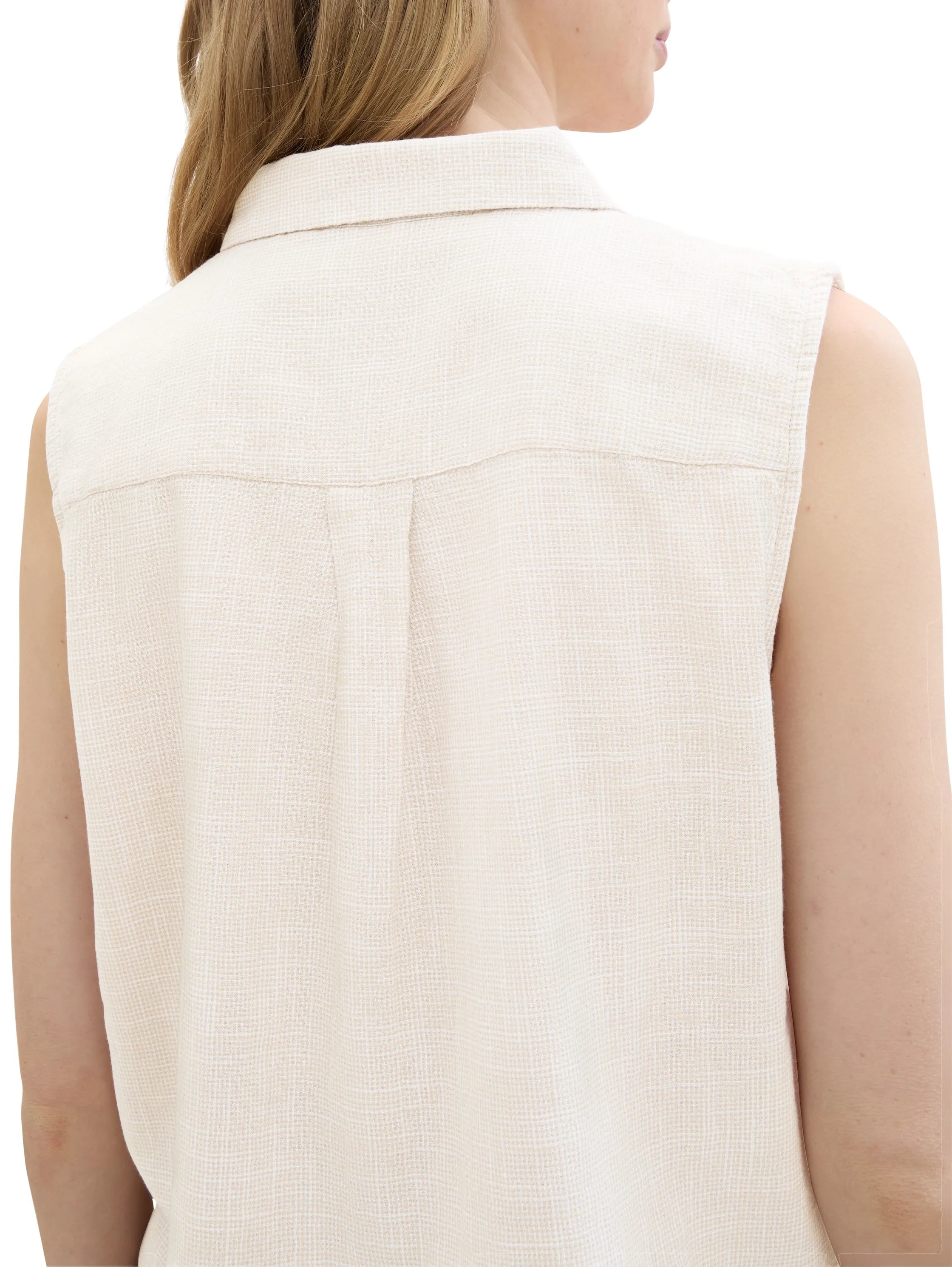 Tom Tailor Summer Beige Women Sleeveless Blouse with Chest Pockets SKU: 1041683_21650 Image 05
