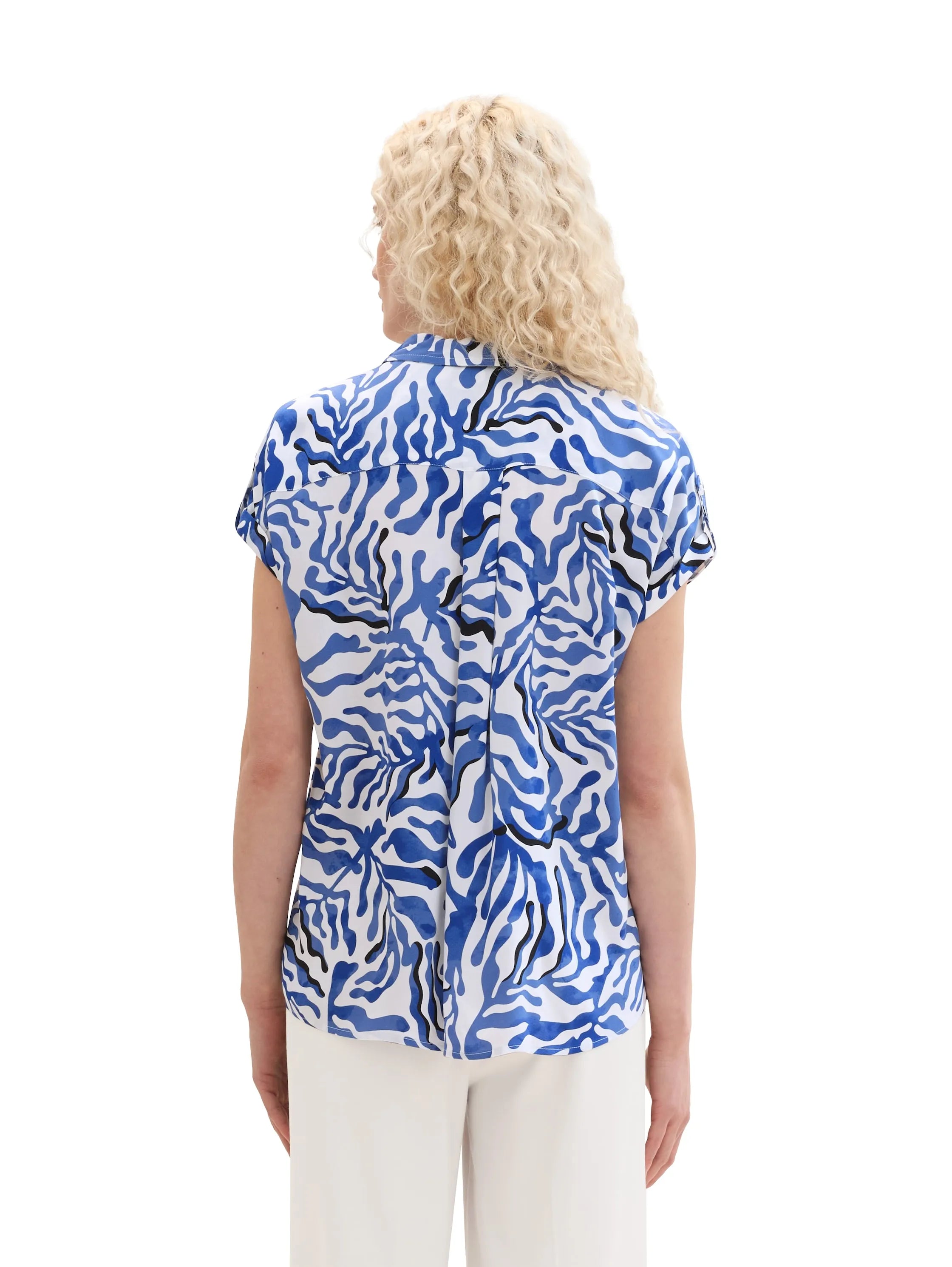 Tom Tailor White Cut Palmtree Women Loose-Fit Viscose Blouse SKU: 1041692_35306 Image 03