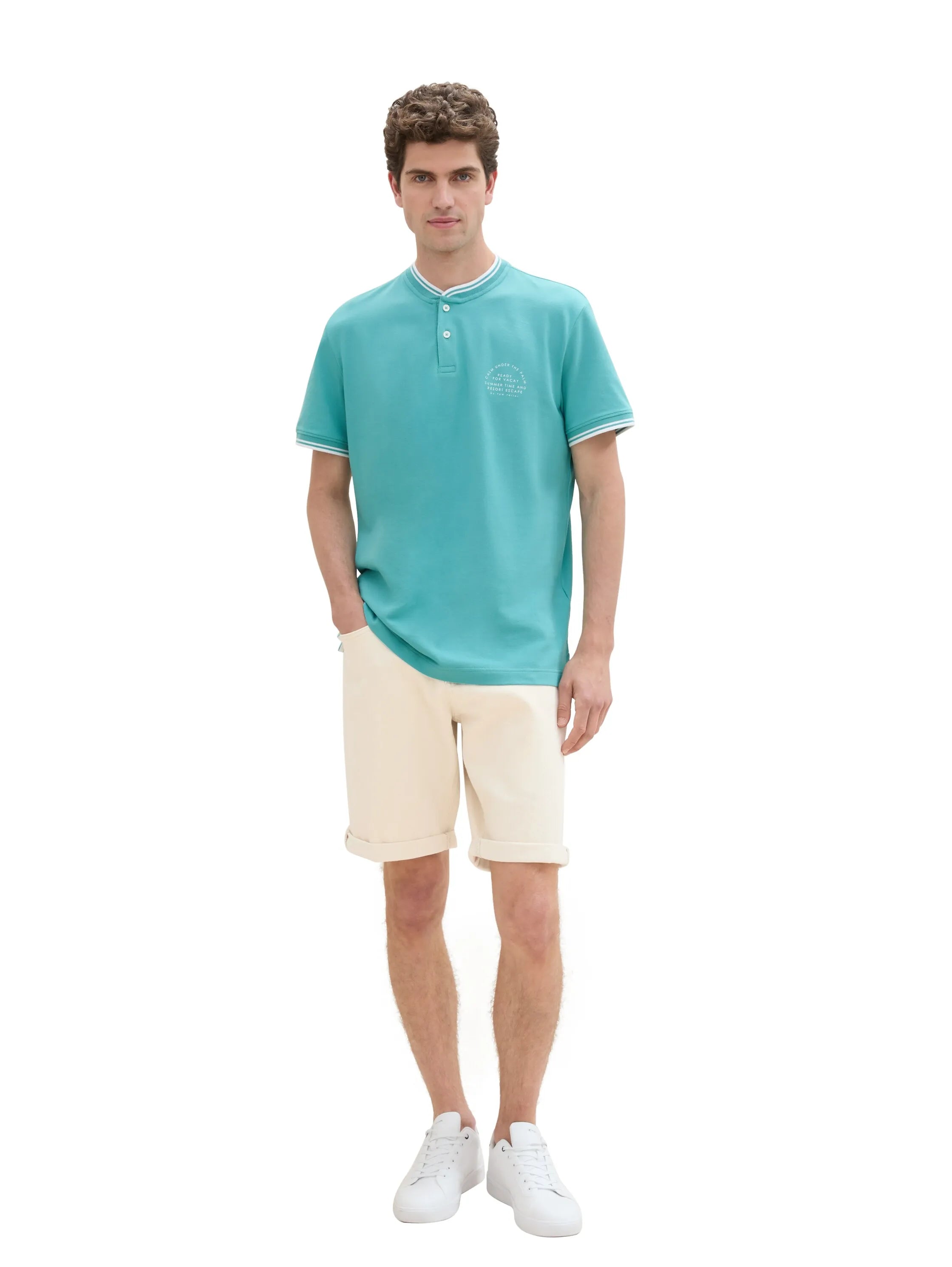 Tom Tailor Meadow Teal Men Polo Shirt with a Print SKU: 1041834_35272 Image 02