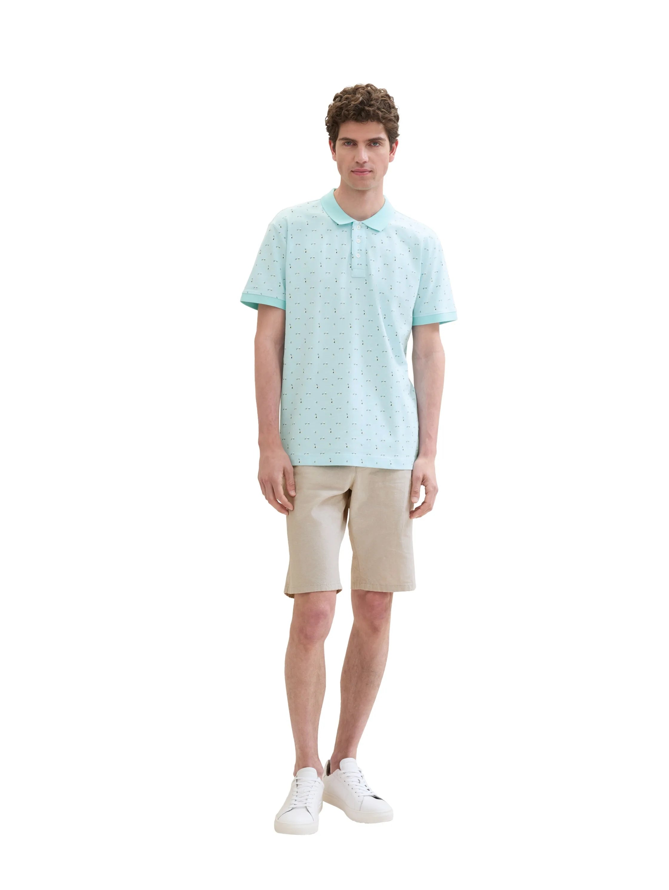 Tom Tailor Turquoise Orange Slice Design Men Regular Fit Short-Sleeved Polo Shirt SKU: 1041860_35452 Image 02