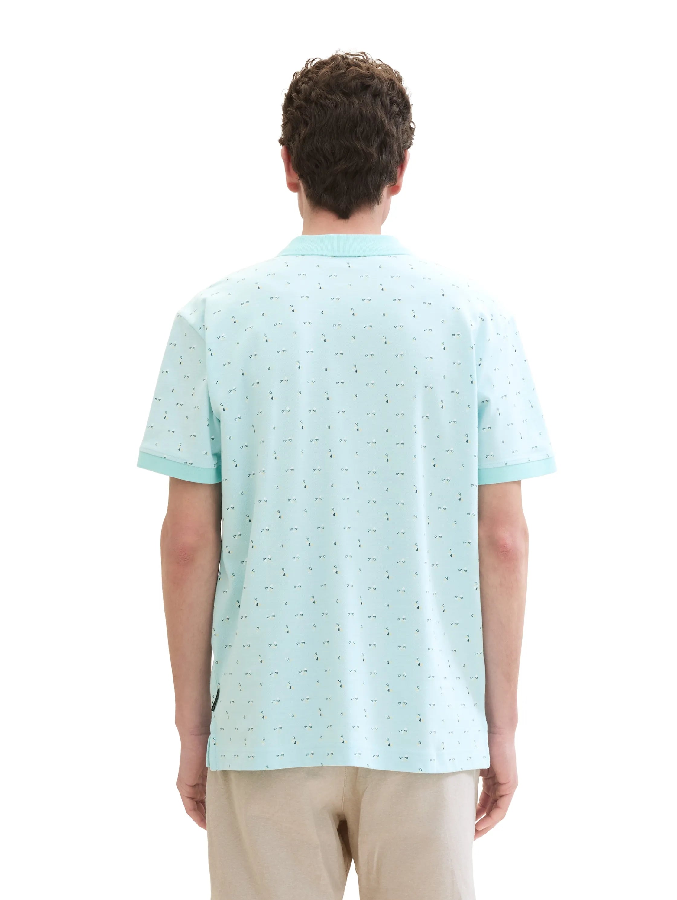 Tom Tailor Turquoise Orange Slice Design Men Regular Fit Short-Sleeved Polo Shirt SKU: 1041860_35452 Image 03