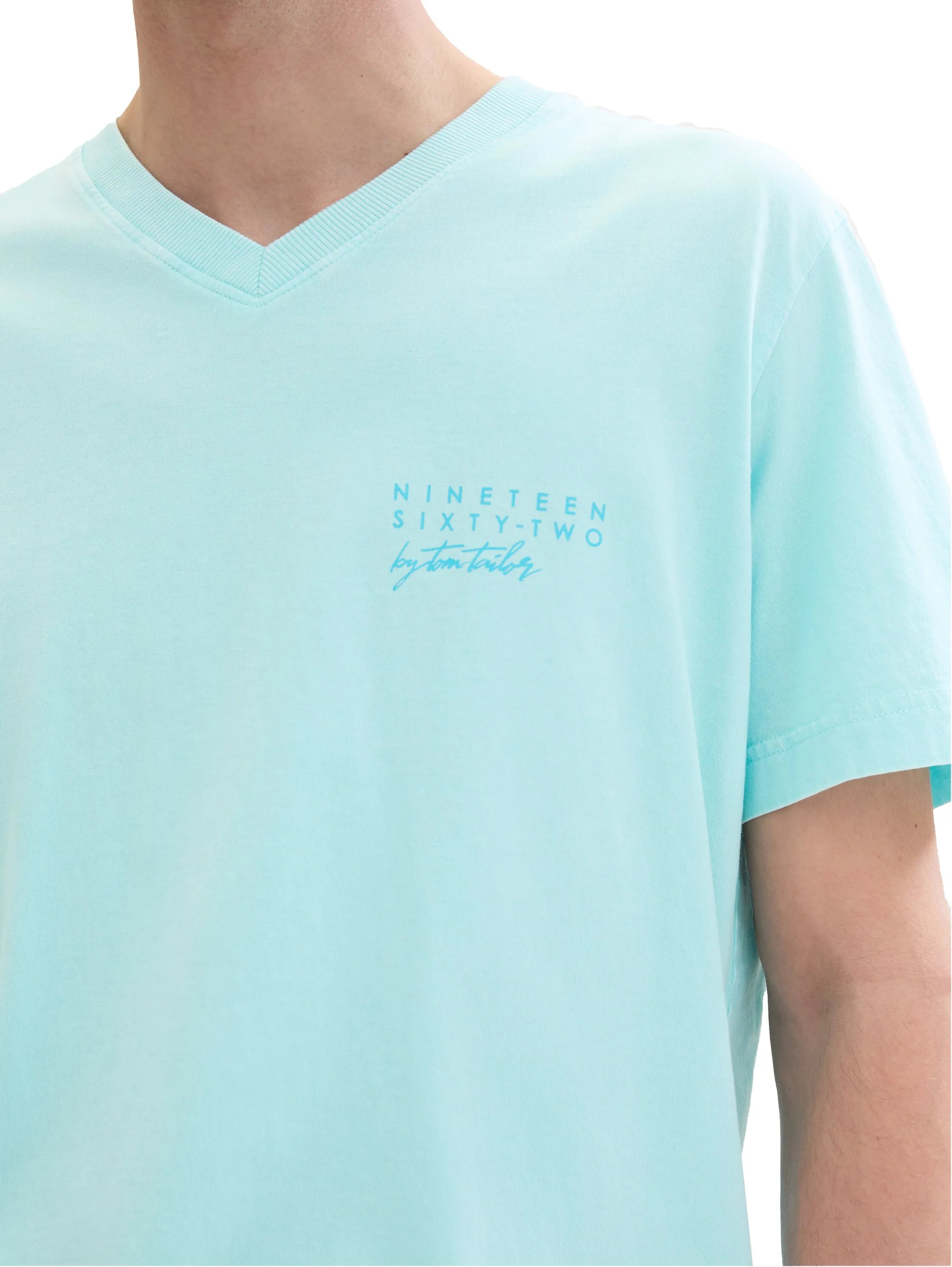 Tom Tailor Caribbean Turquoise Men Regular Fit Short-Sleeved T-Shirt SKU: 1041863_34921 Image 05