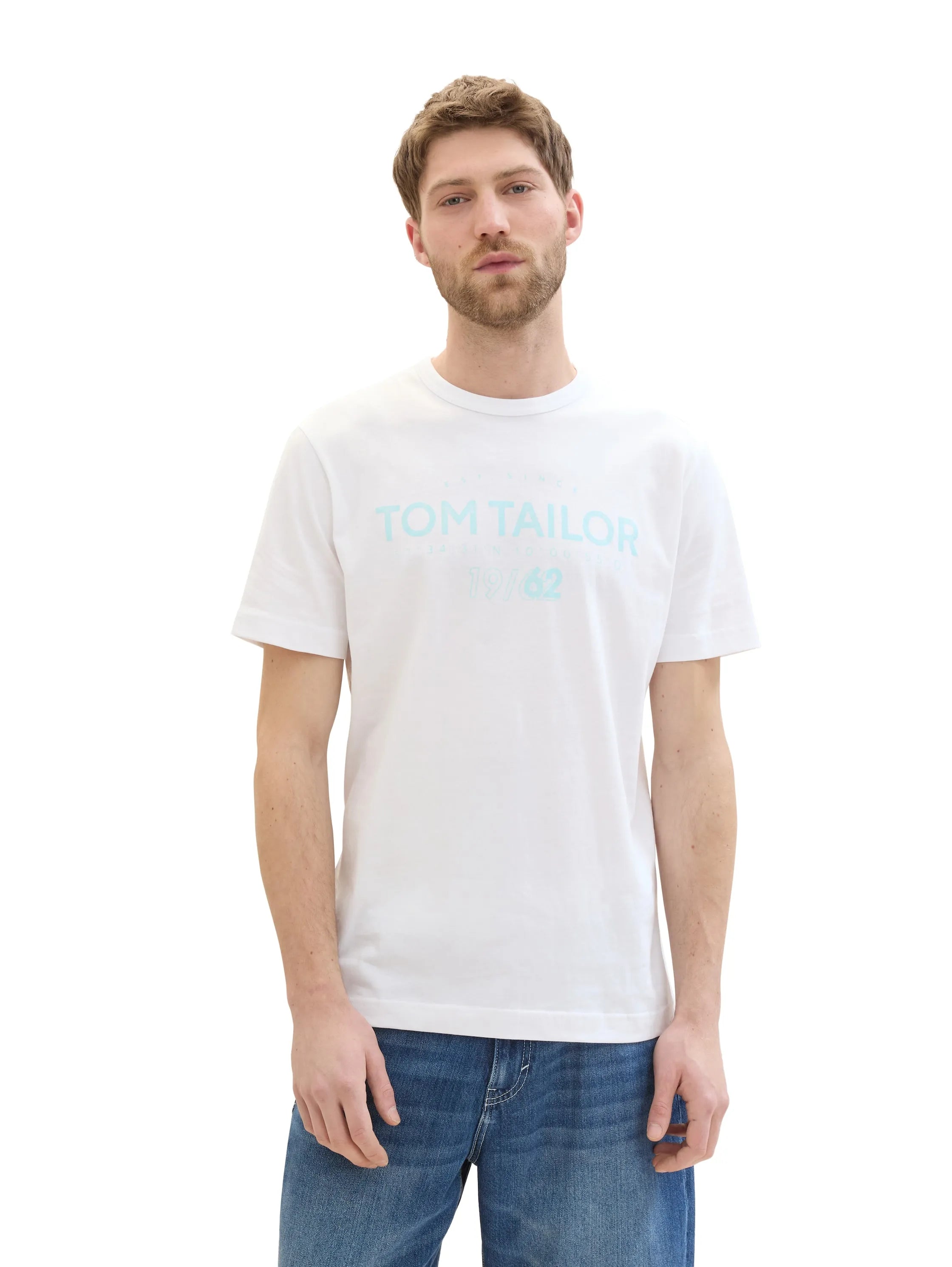 Tom Tailor White Men Regular Fit Short-Sleeved T-Shirt SKU: 1041871_20000 Image 05