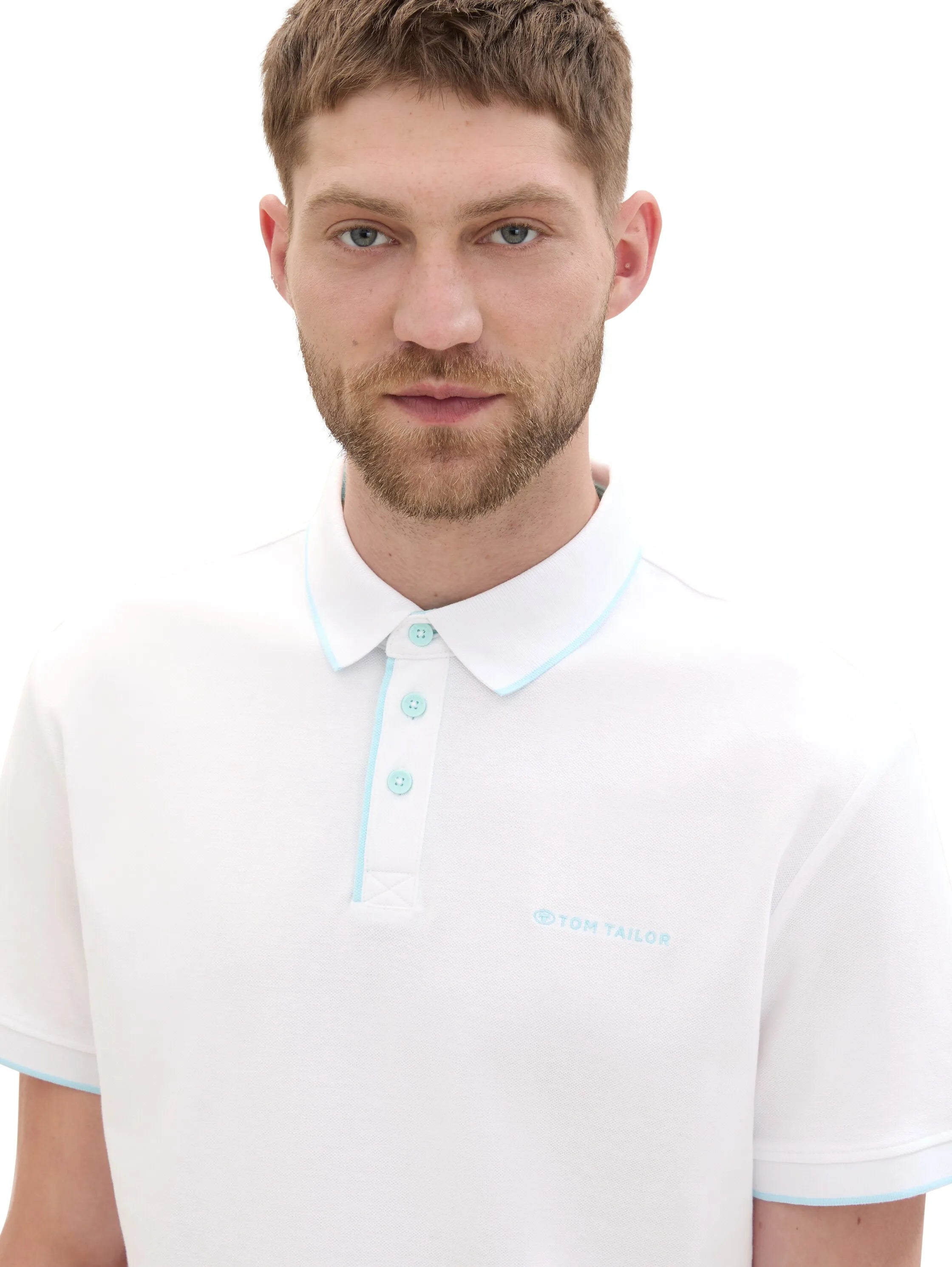 Tom Tailor White Men Regular Fit Short-Sleeved Polo Shirt SKU: 1041872_20000 Image 04