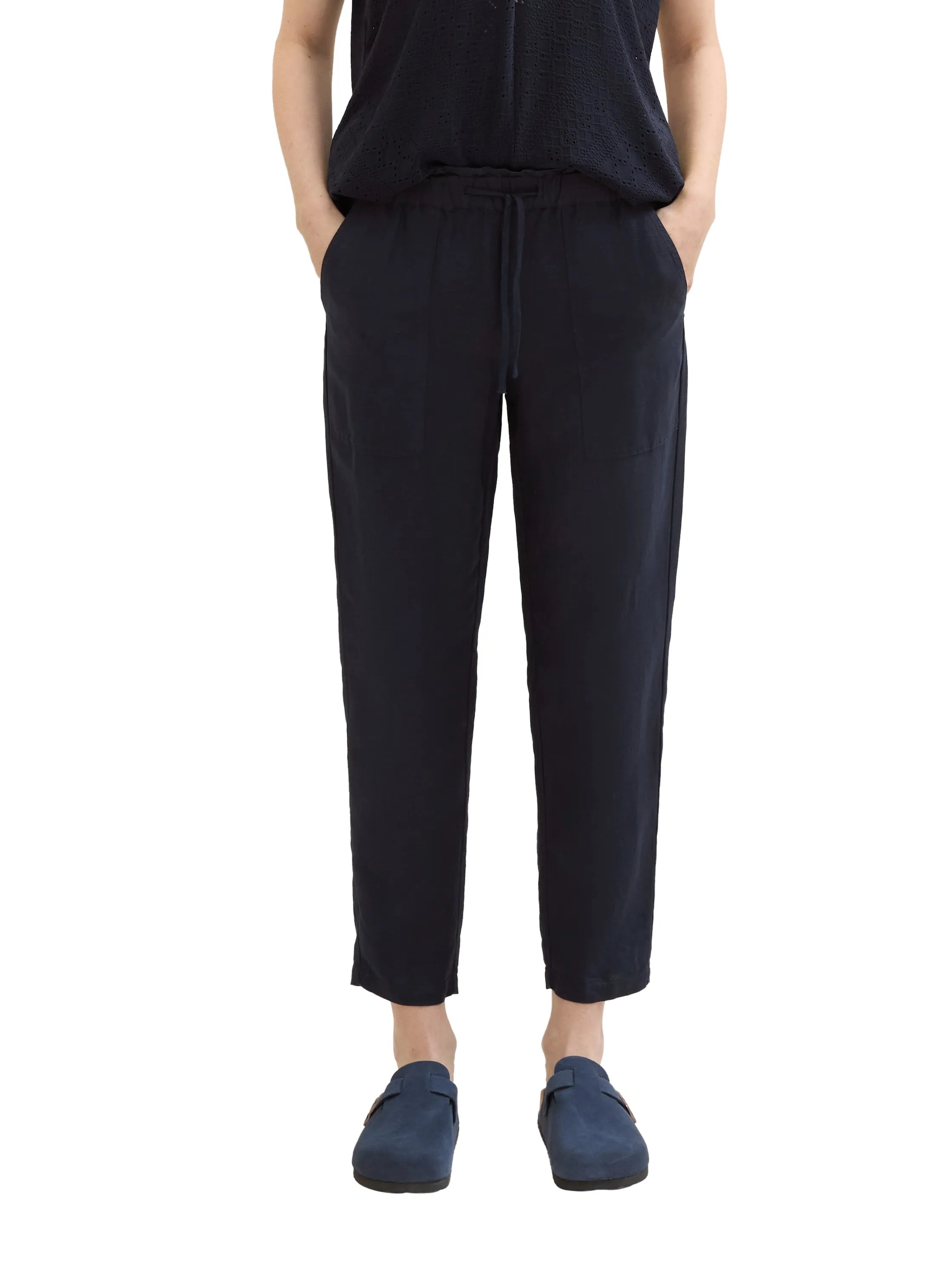 Tom Tailor Sky Captain Blue Women Loose Trousers with Linen SKU: 1041914_10668 Image 01